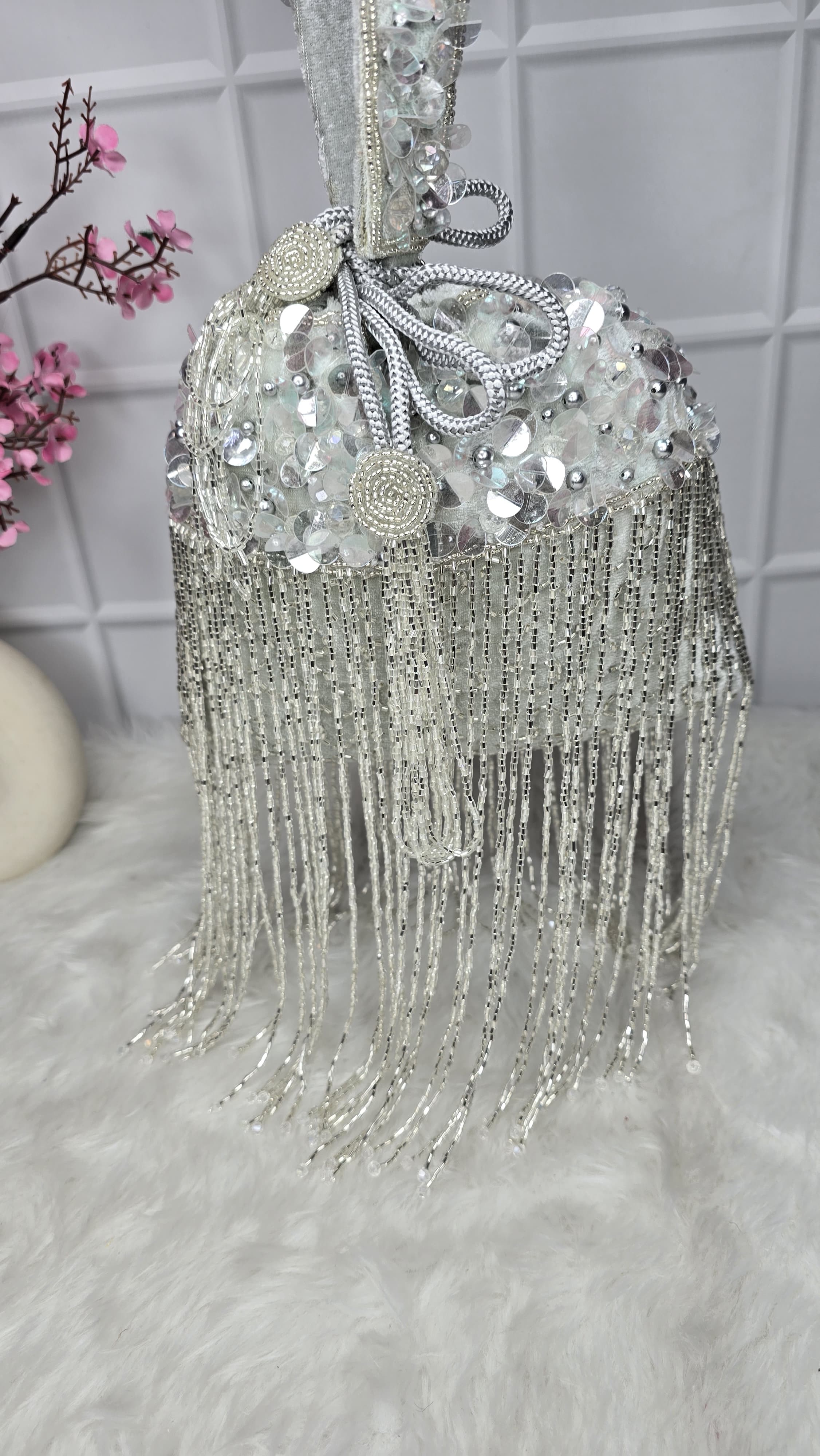 Silver latkan potli bag