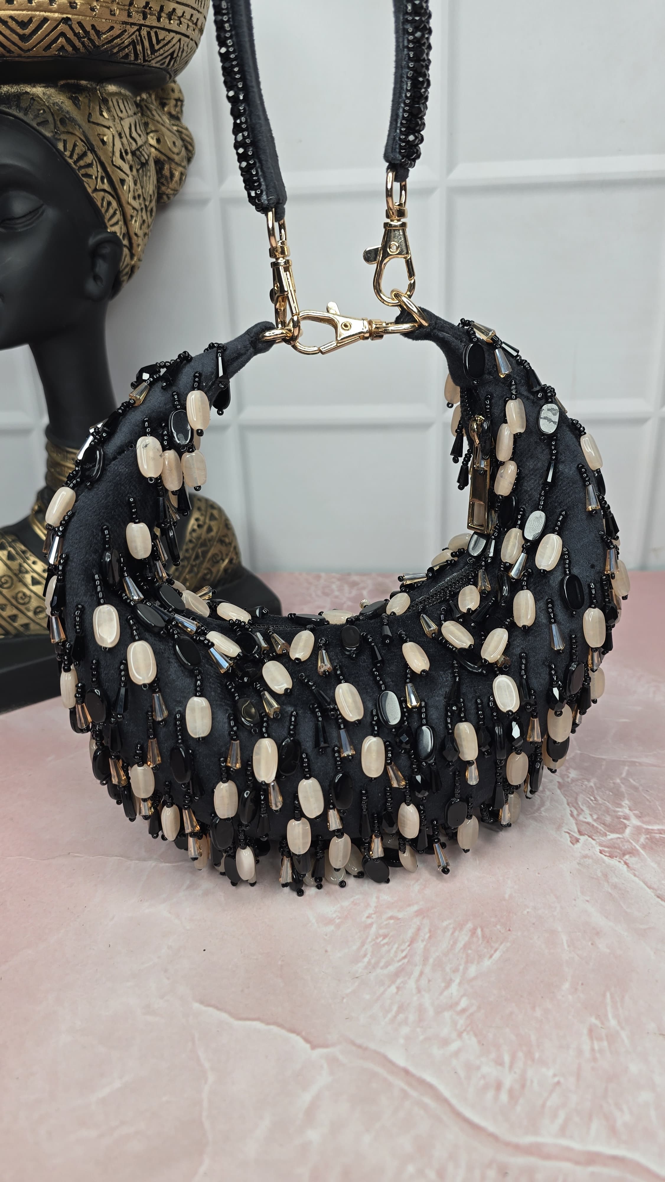 Black luxe moon bag
