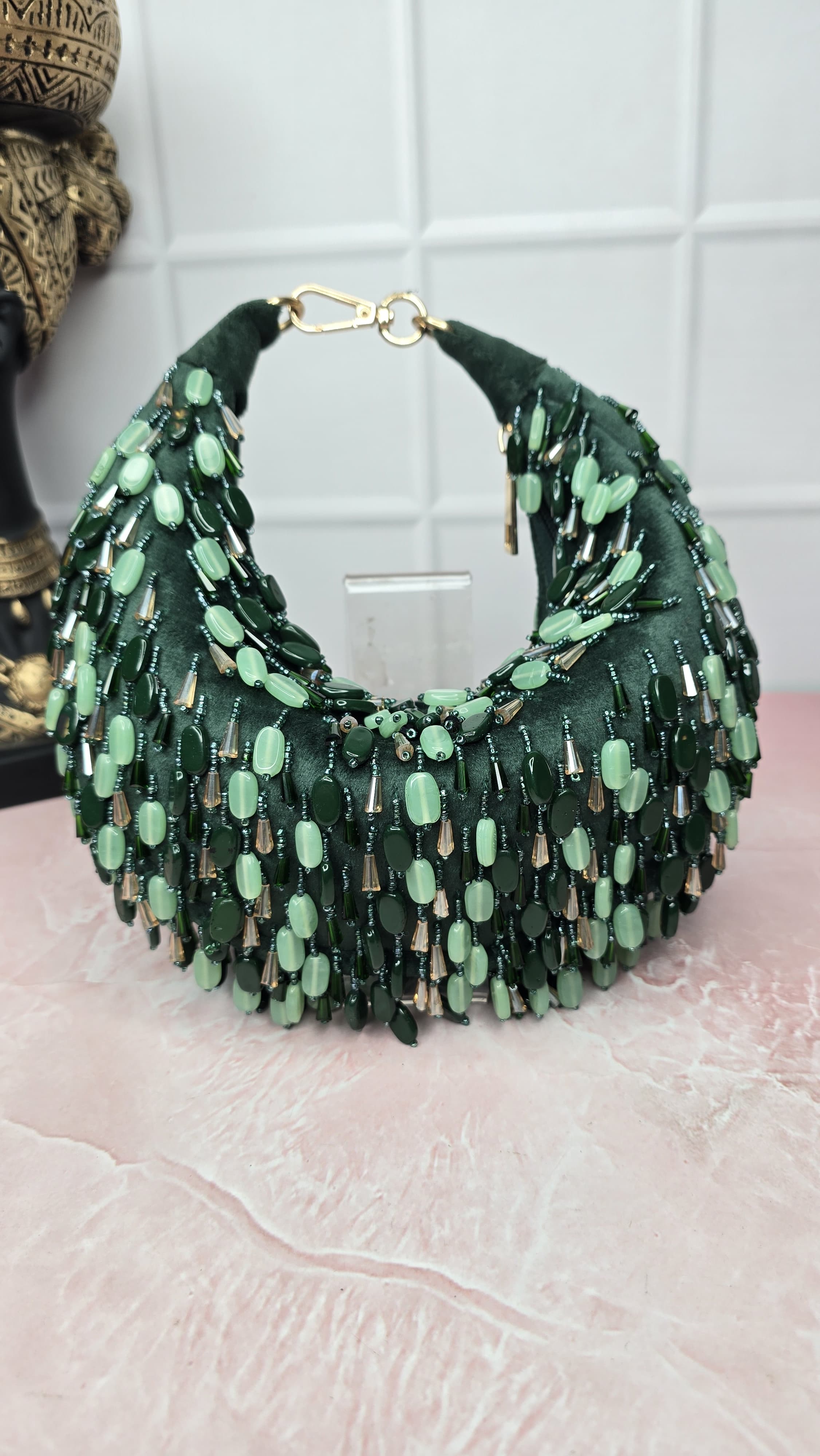 Green luxe moon bag
