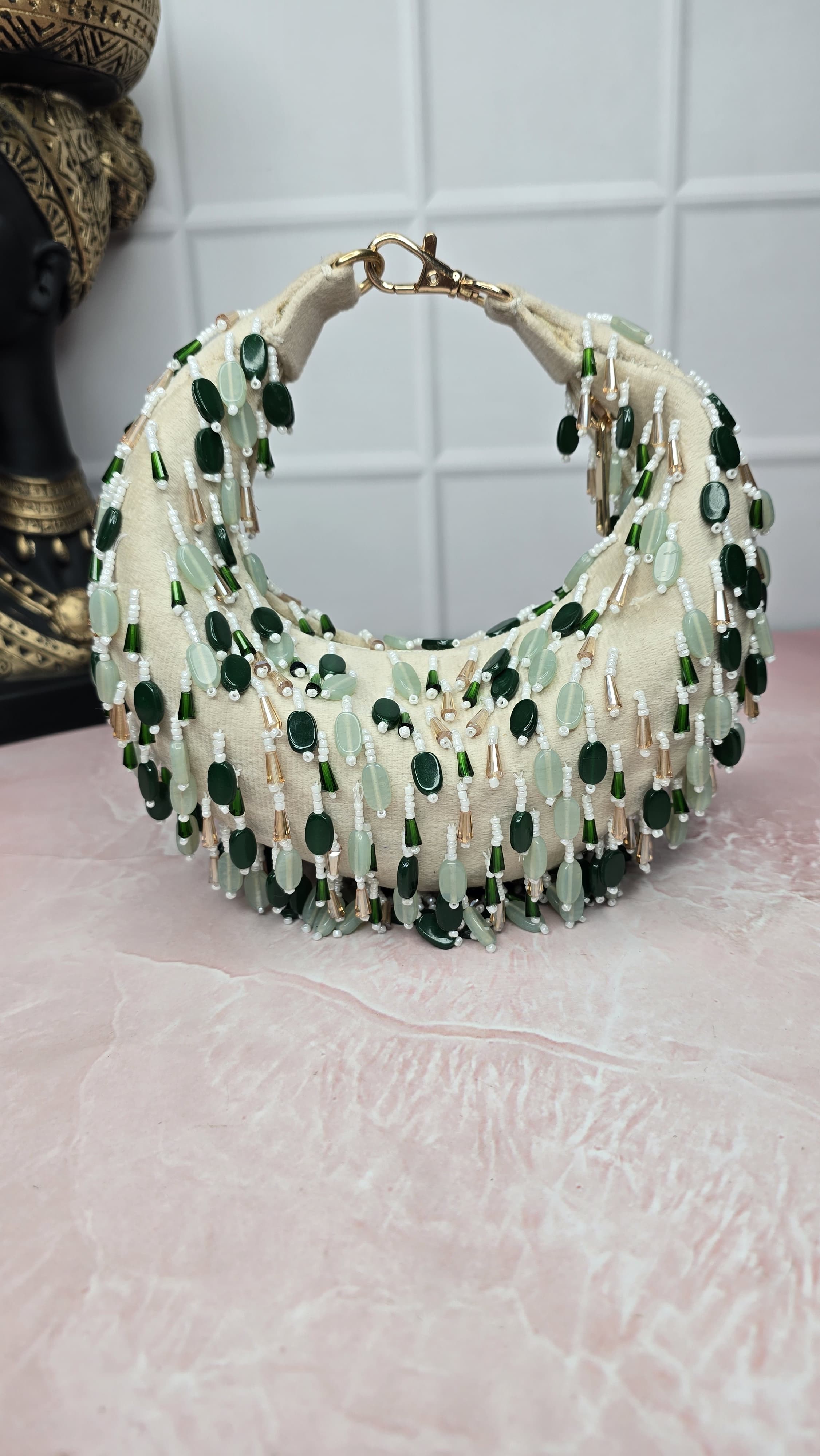 Cream seude moon bag