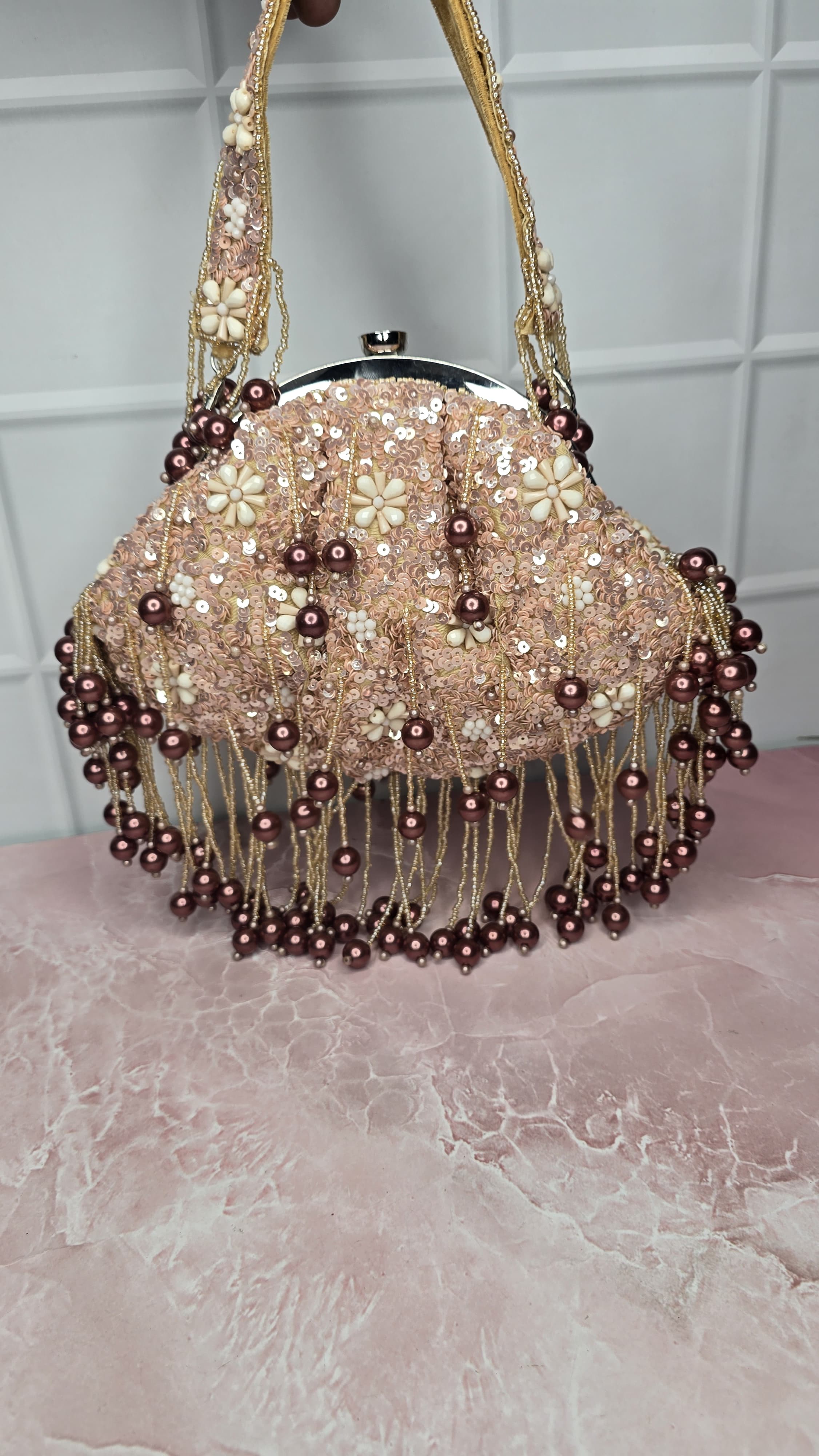 Golden Pearl batua bag