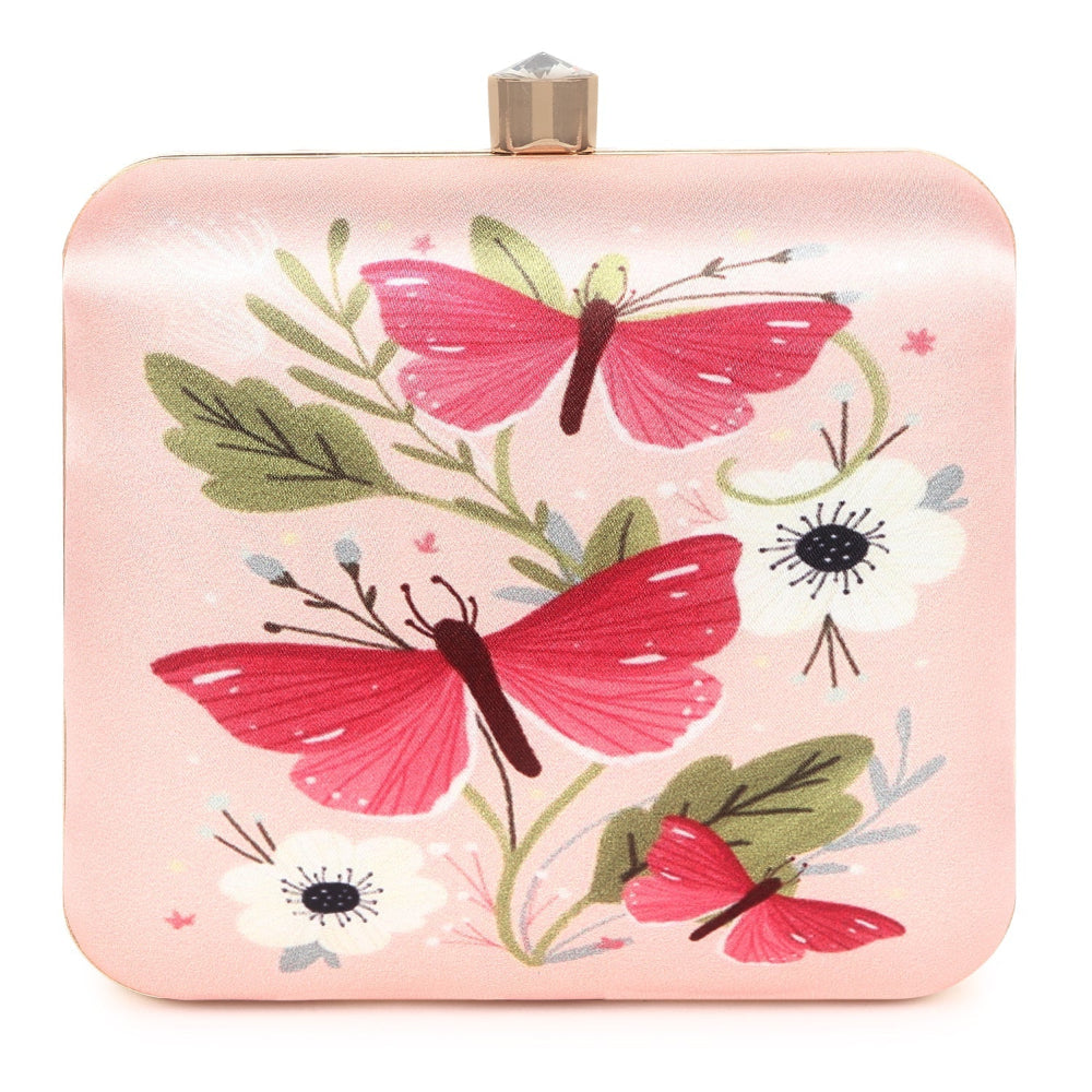 Printed butterfly clutch bag