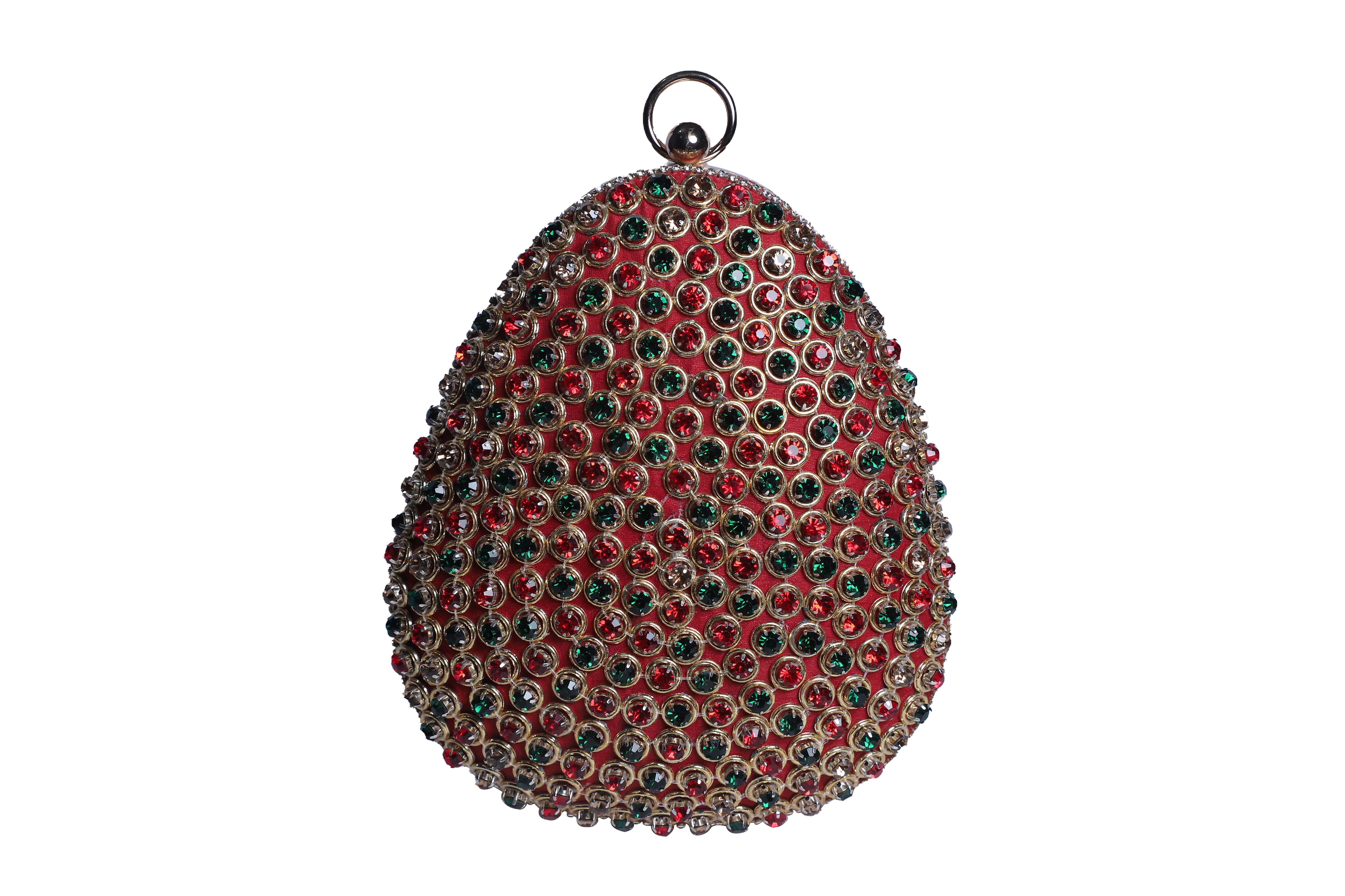 Red crystal egg shape designer clutch