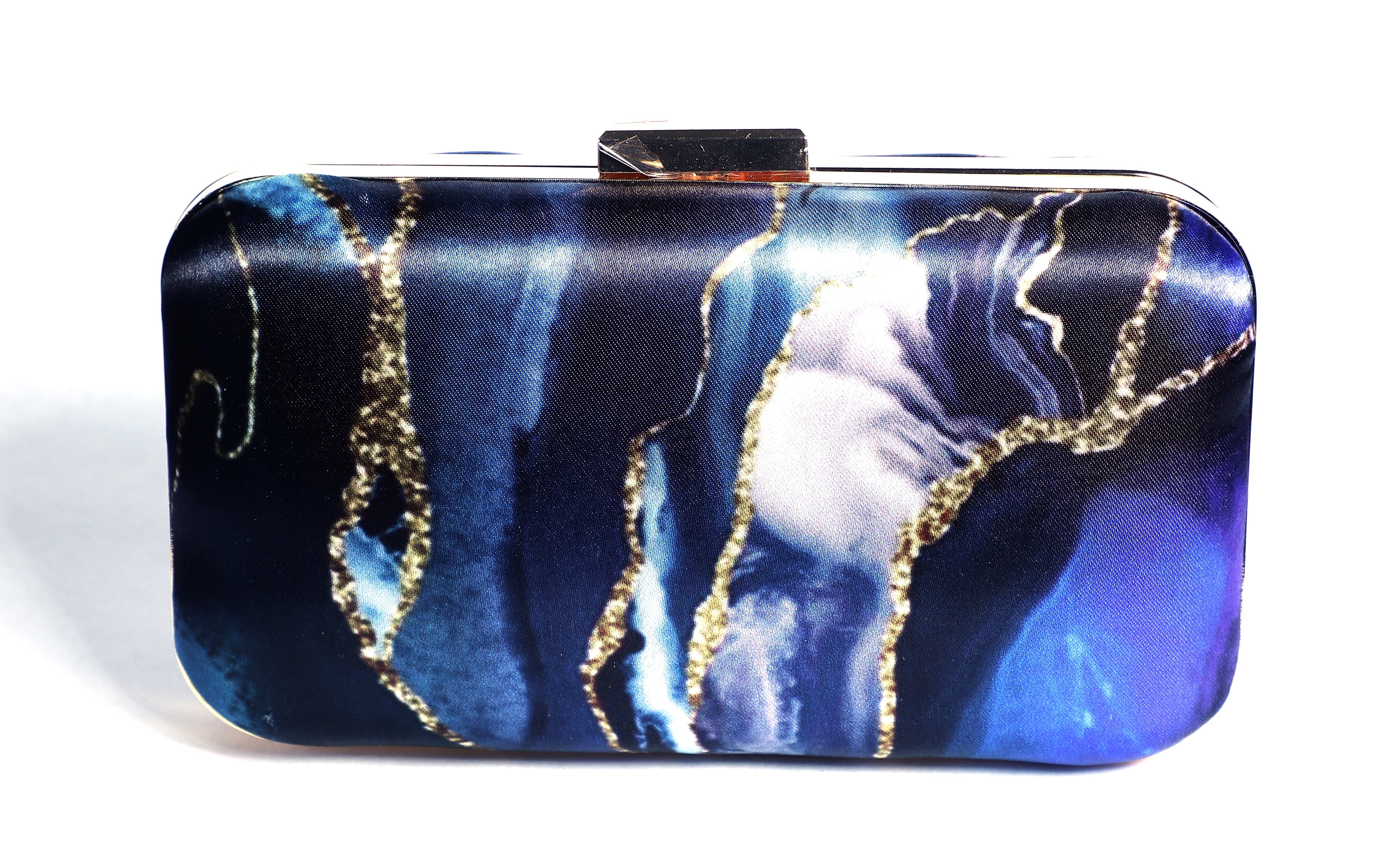 Abstract Printed Blue Clutch for Women & Girls