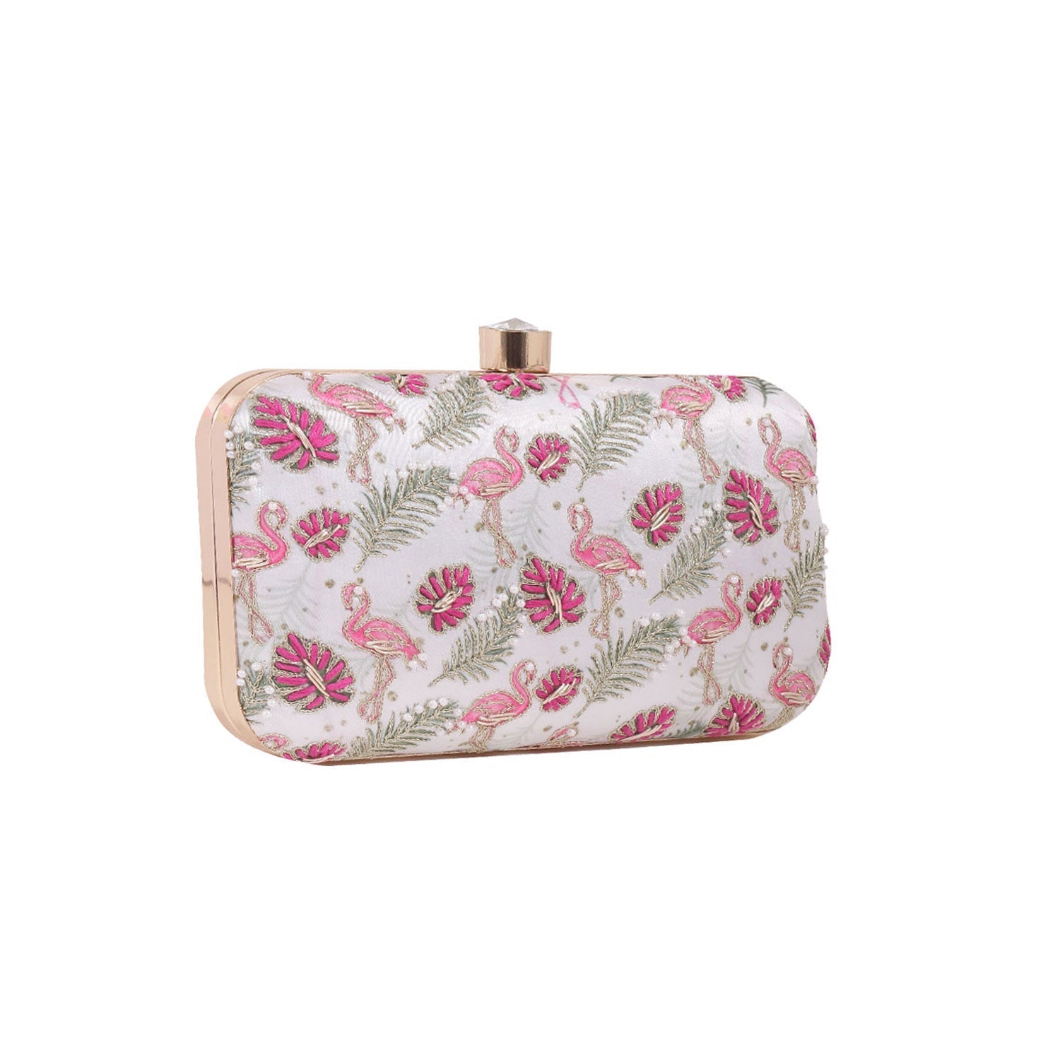 Swan Design Printed Embroidery Clutch Bag For Women & Girls