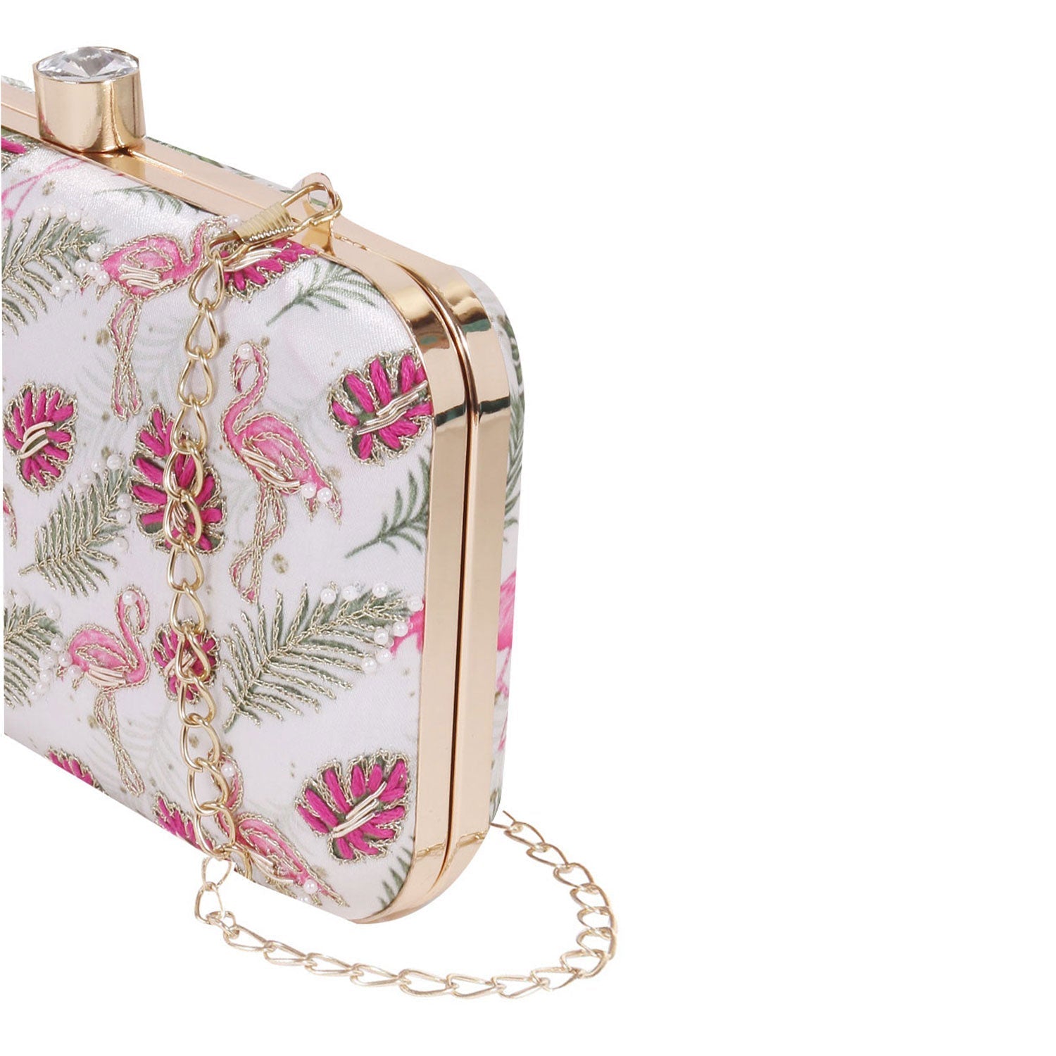 Swan Design Printed Embroidery Clutch Bag For Women & Girls