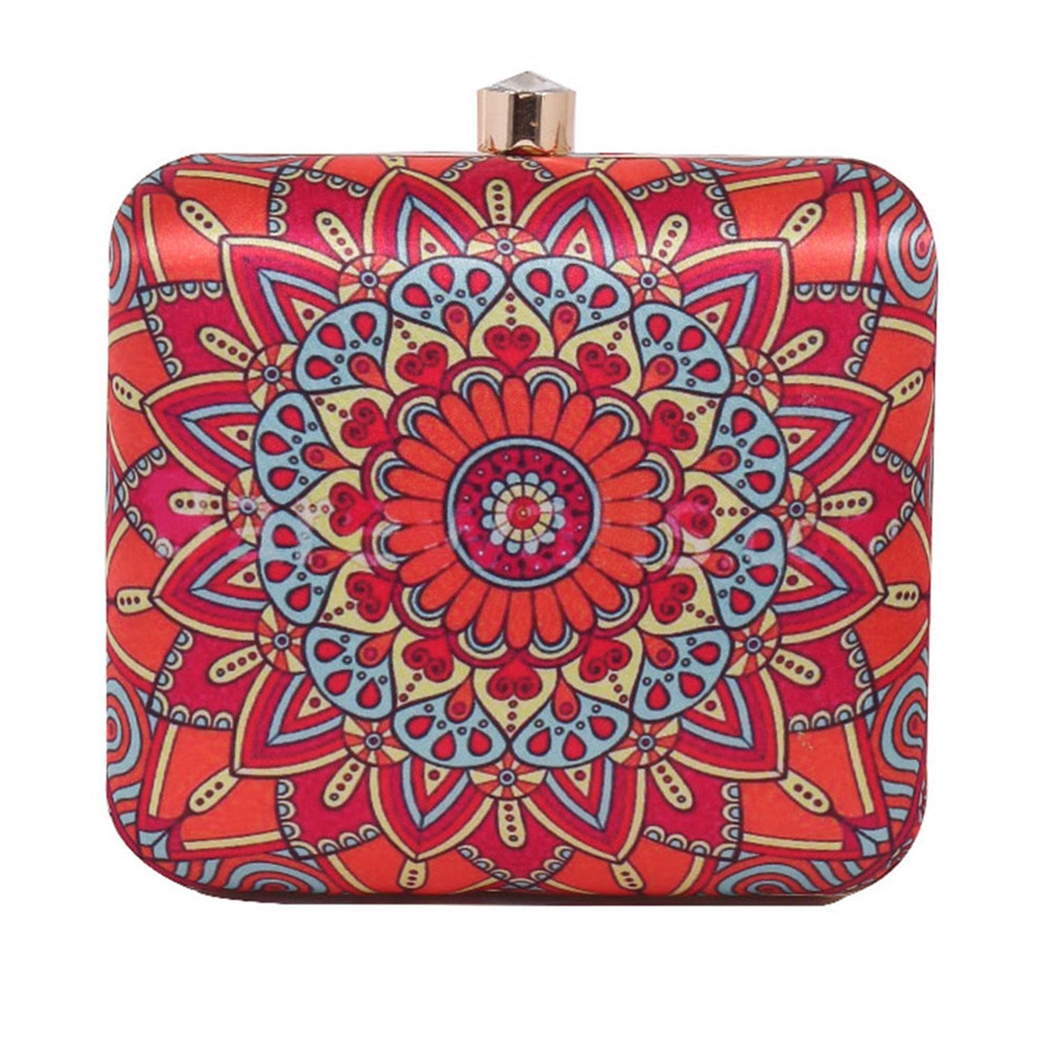 Mandala Digital Print Satin Clutch for Women & Girls