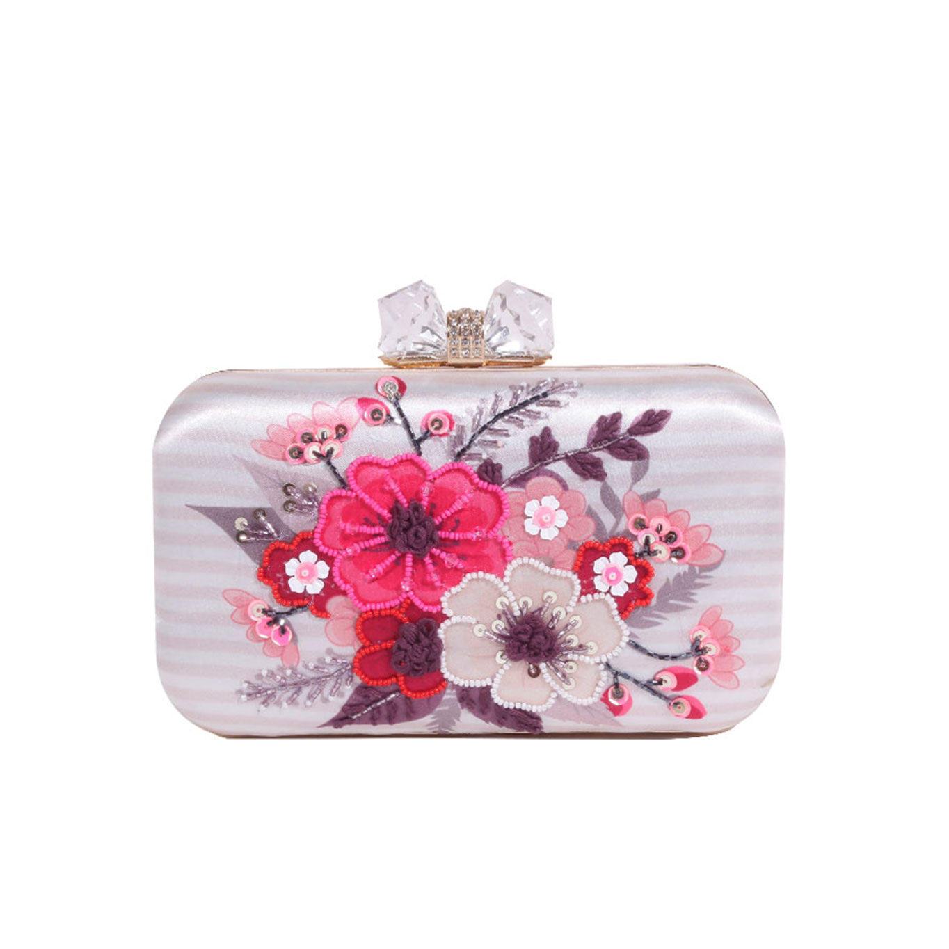 Swisni printed embroidered floral clutch bag