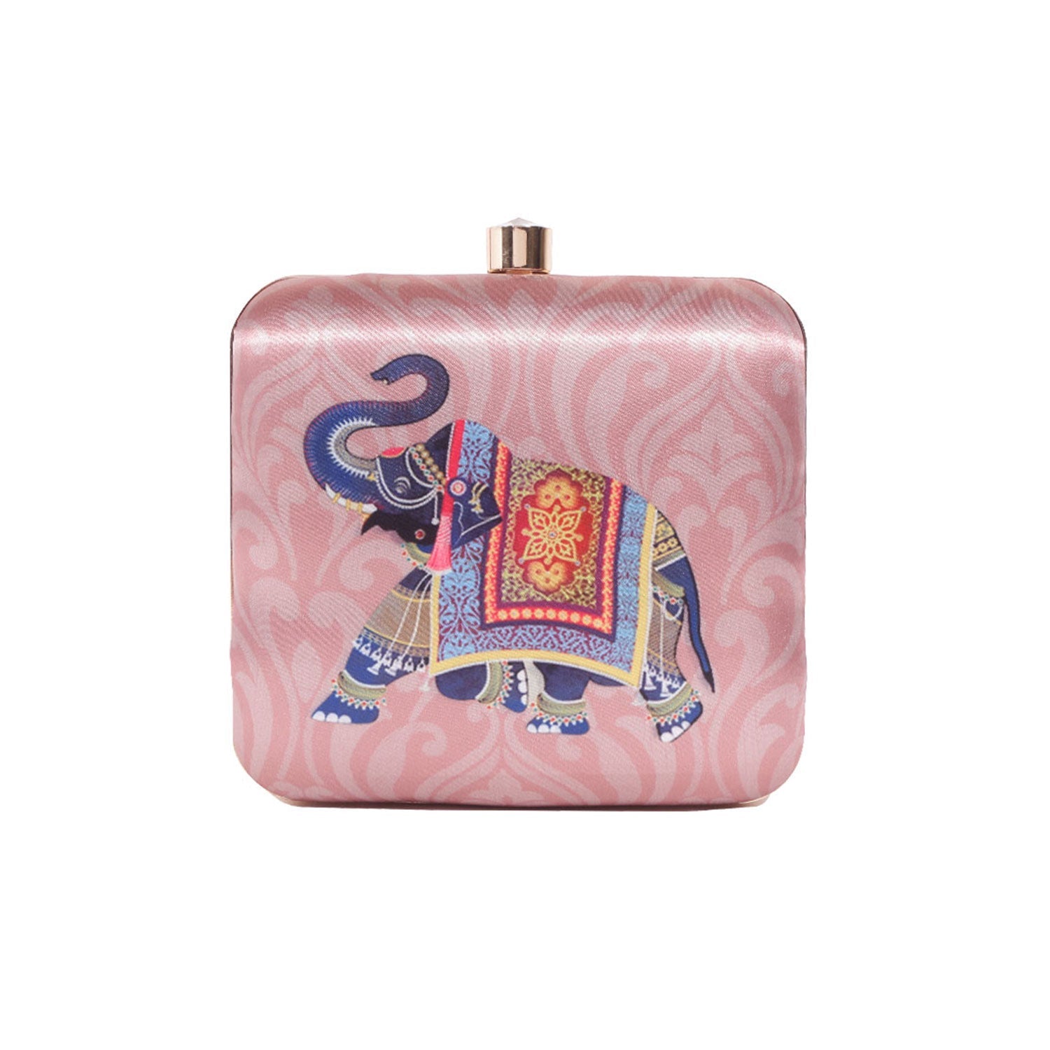 Casual Elephant Brown Printed Clutch Bag For Women & Girls