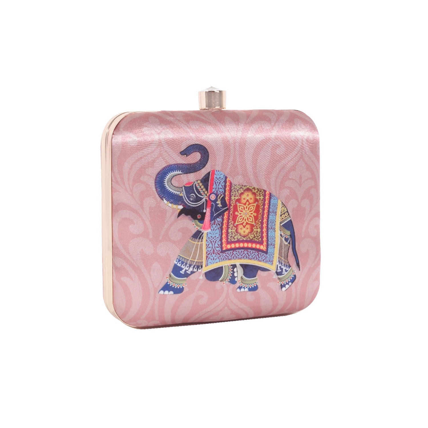 Casual Elephant Brown Printed Clutch Bag For Women & Girls