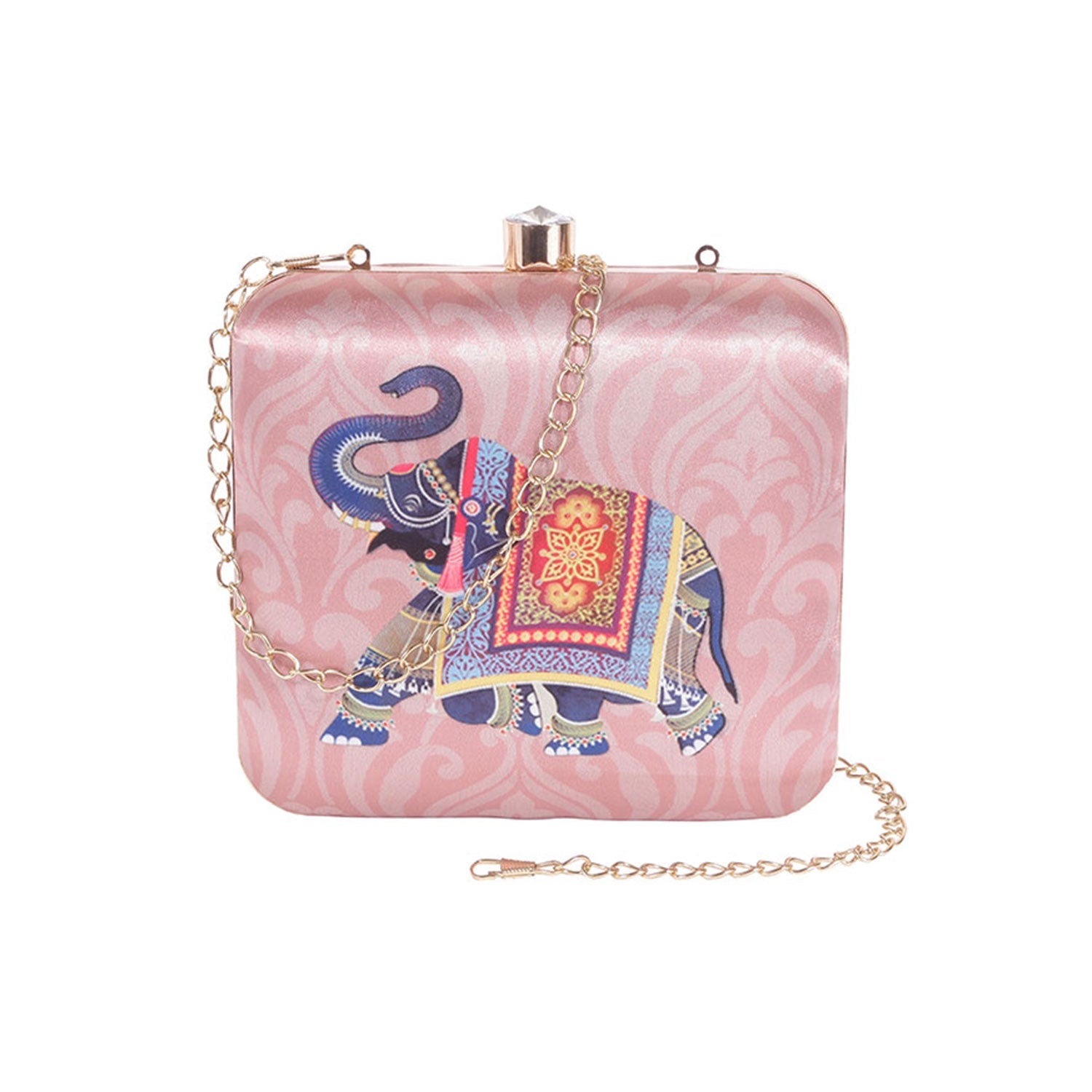 Casual Elephant Brown Printed Clutch Bag For Women & Girls