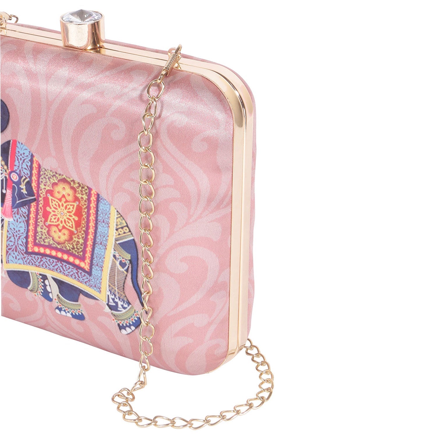 Casual Elephant Brown Printed Clutch Bag For Women & Girls