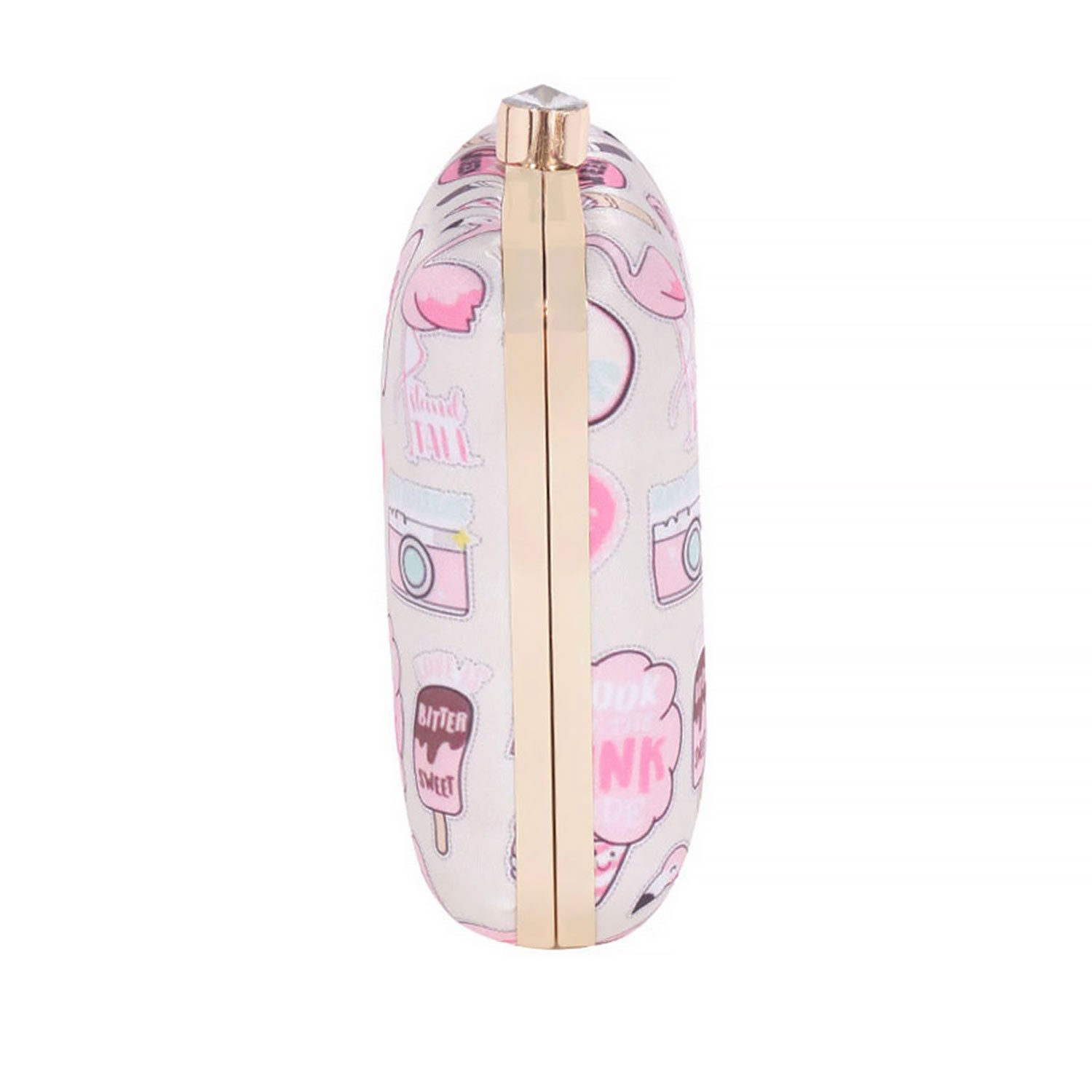 3D Cosmetics Satin Print Square Box Clutch for Women & Girls