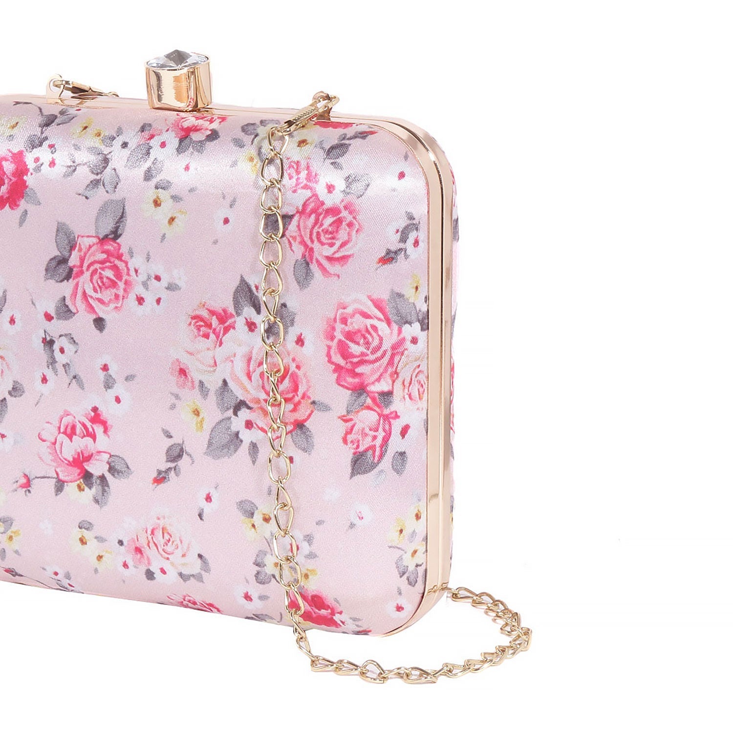 Blossom Satin Print Square Box Clutch for Women & Girls