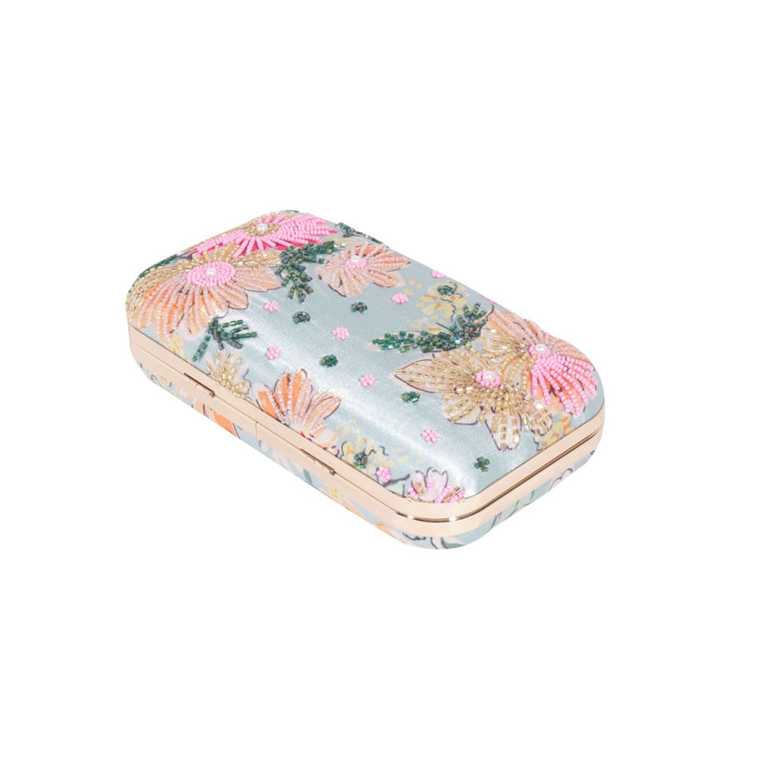 Designer Printed Embroidered Green Clutch Bag For Women & Girls