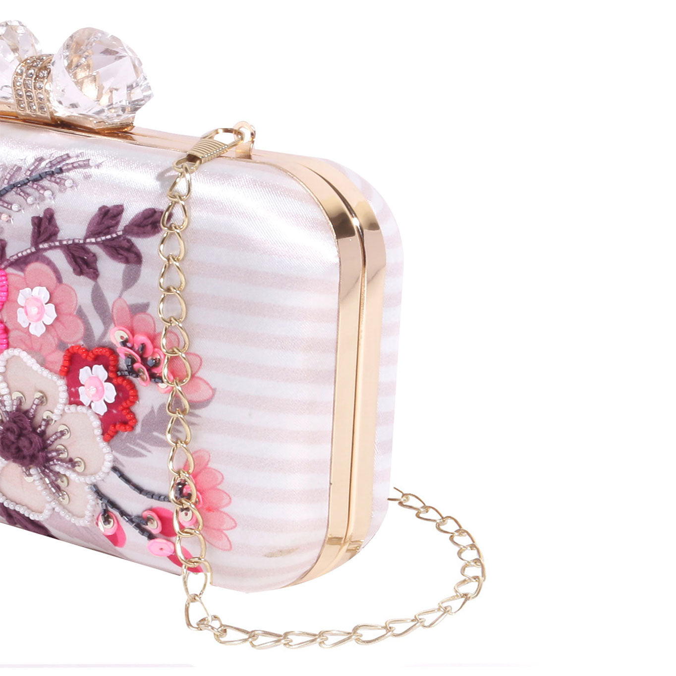 Swisni printed embroidered floral clutch bag