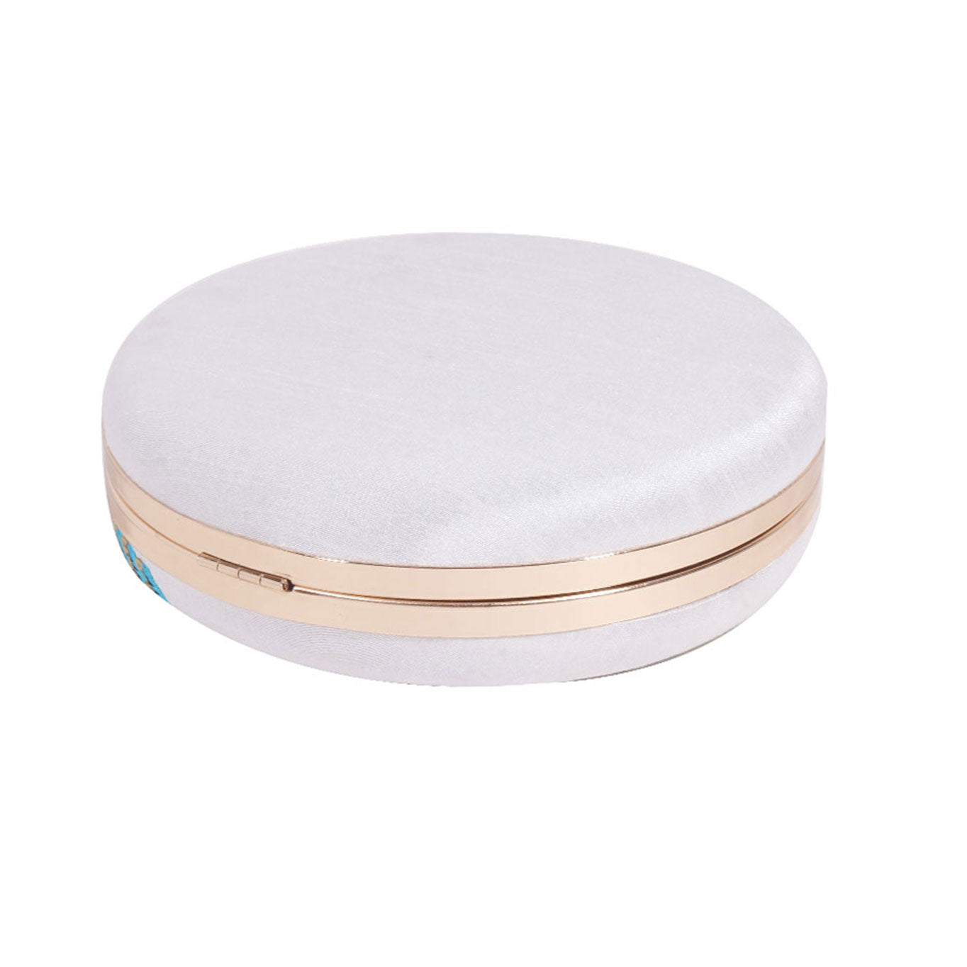 Kathakali Ethnic Embroidery Round White Clutch Bag For Women & Girls