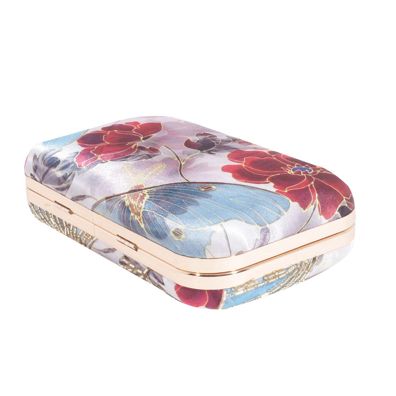 Swisni printed embroidered floral clutch bag