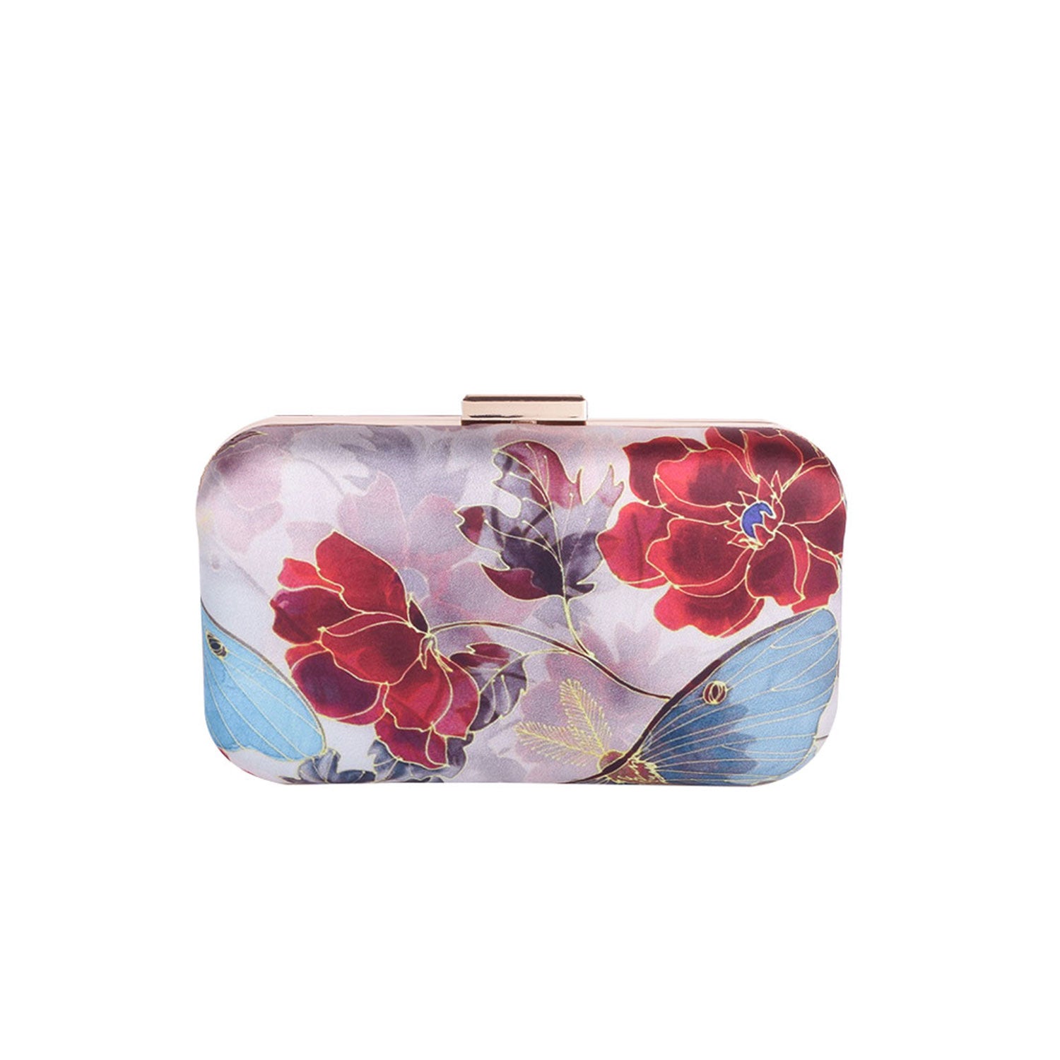 Swisni printed embroidered floral clutch bag