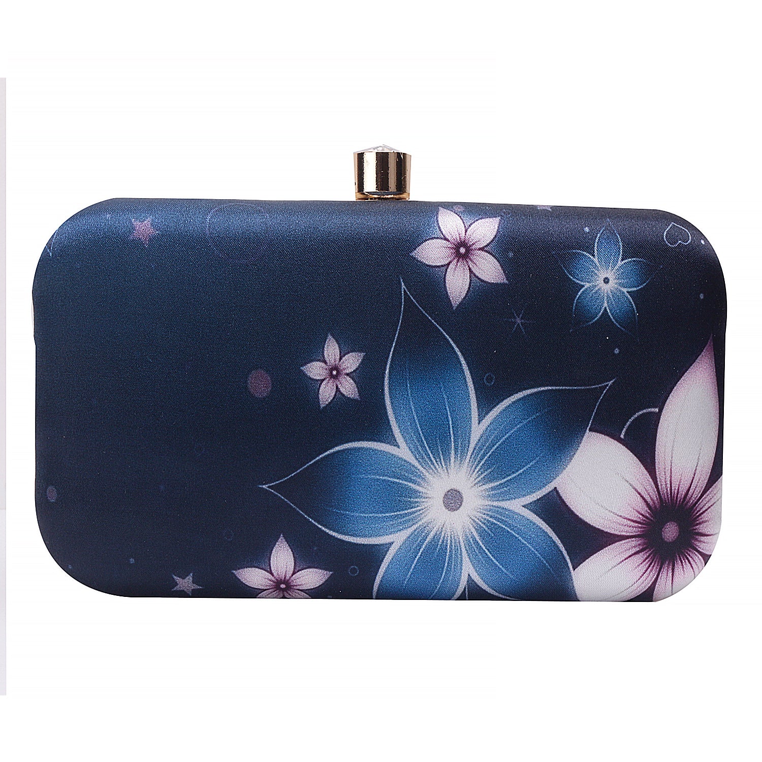 Sober printed embroidery clutch