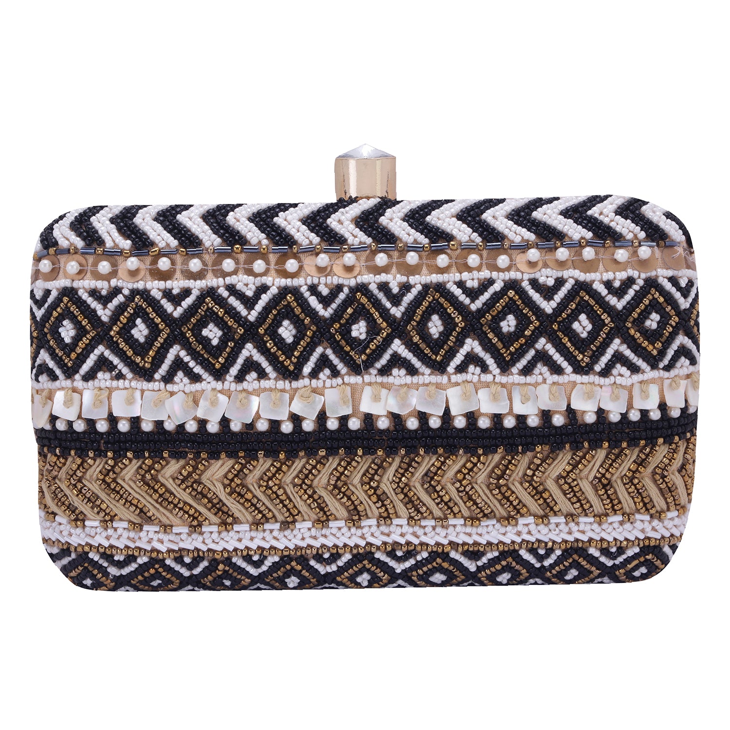 black adorn embroidery clutch