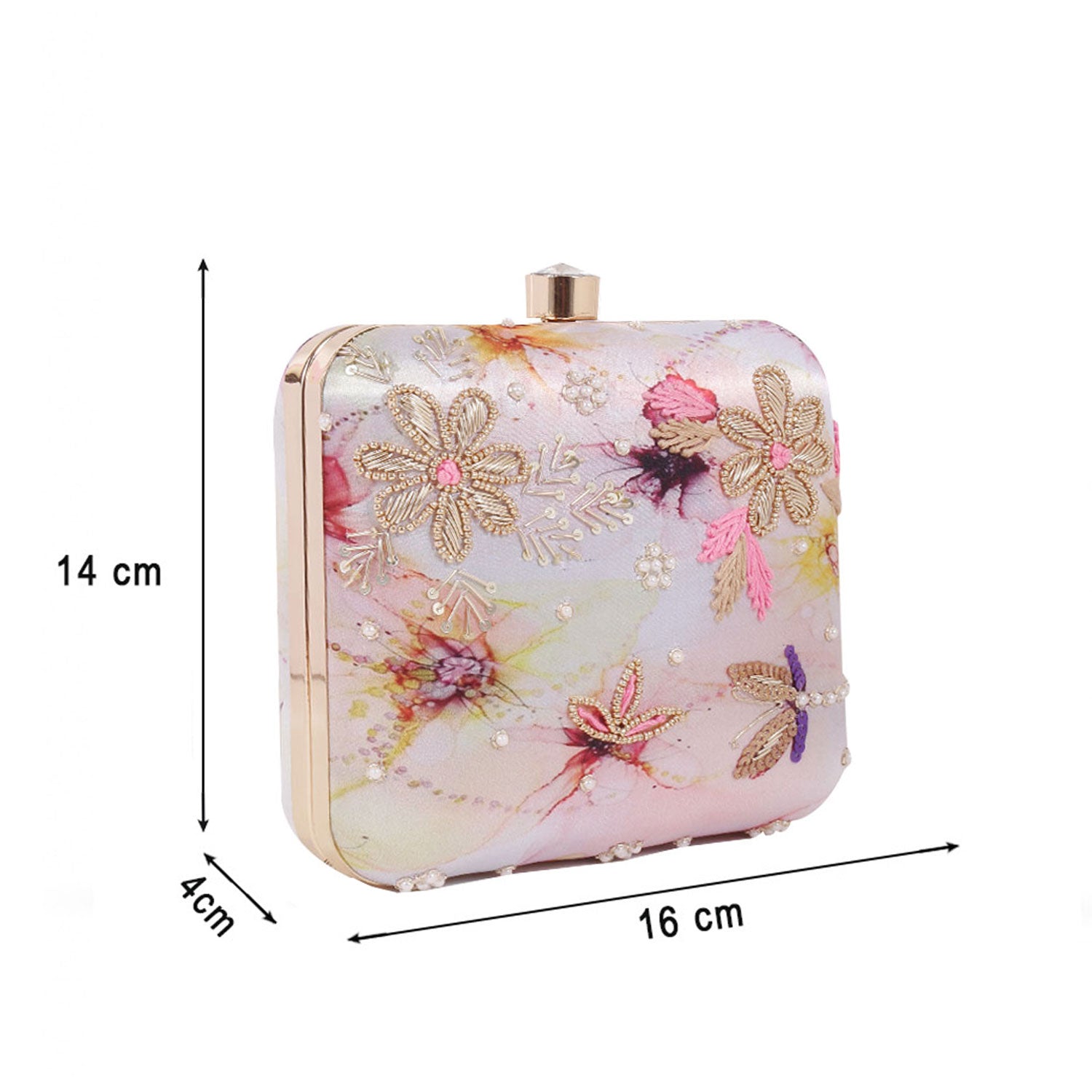 Stunning Printed Embroidery Square Shape Clutch Bag For Party