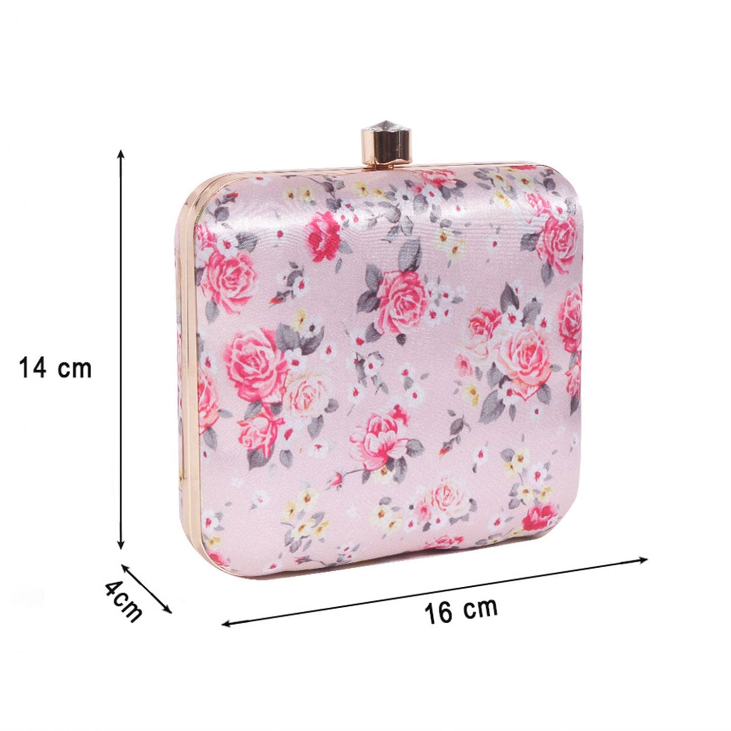 Blossom Satin Print Square Box Clutch for Women & Girls