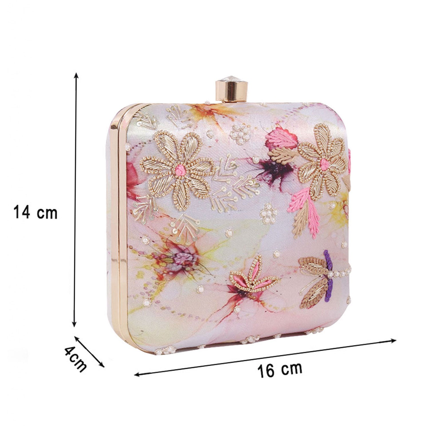 Stunning Printed Embroidery Square Shape Clutch Bag For Party