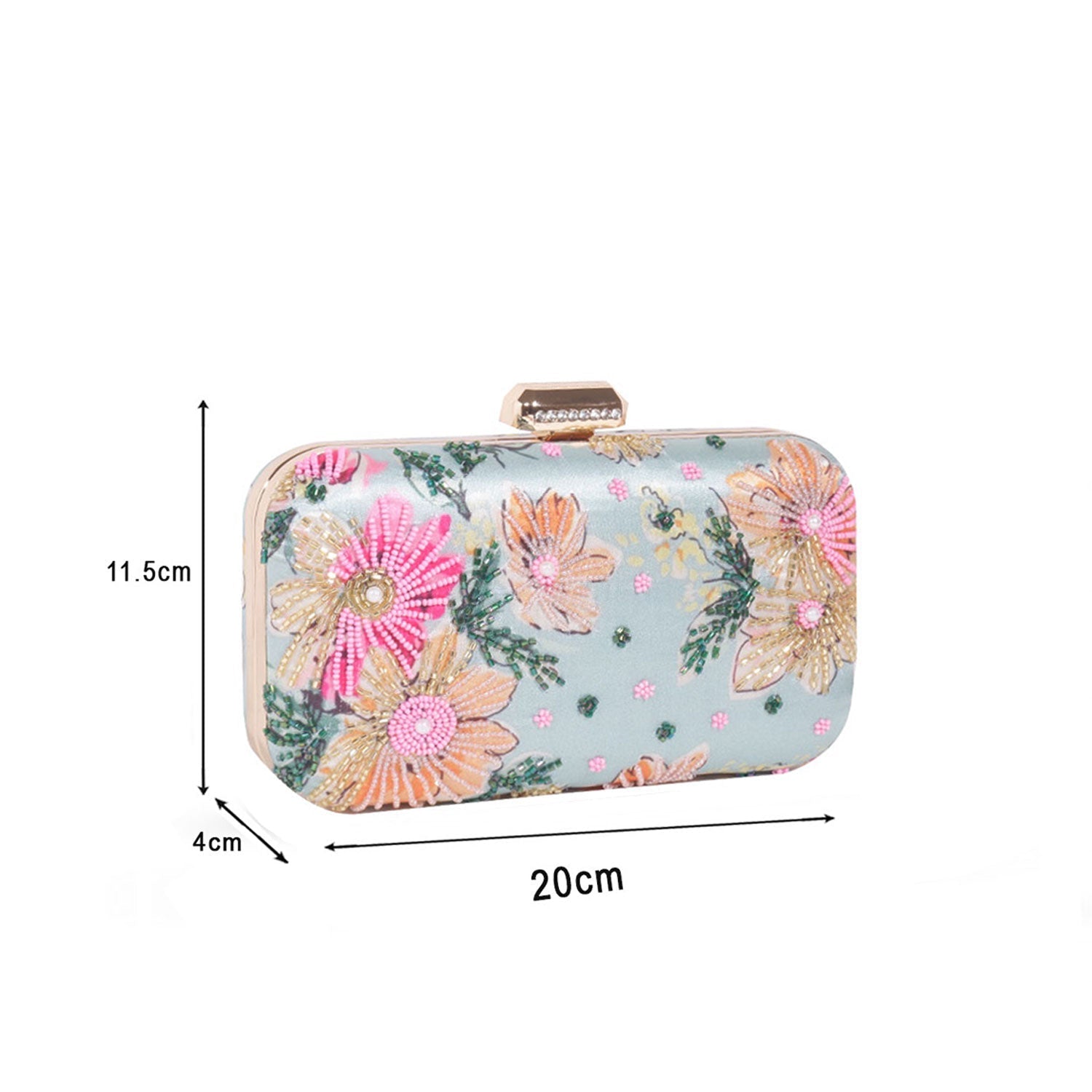 Designer Printed Embroidered Green Clutch Bag For Women & Girls