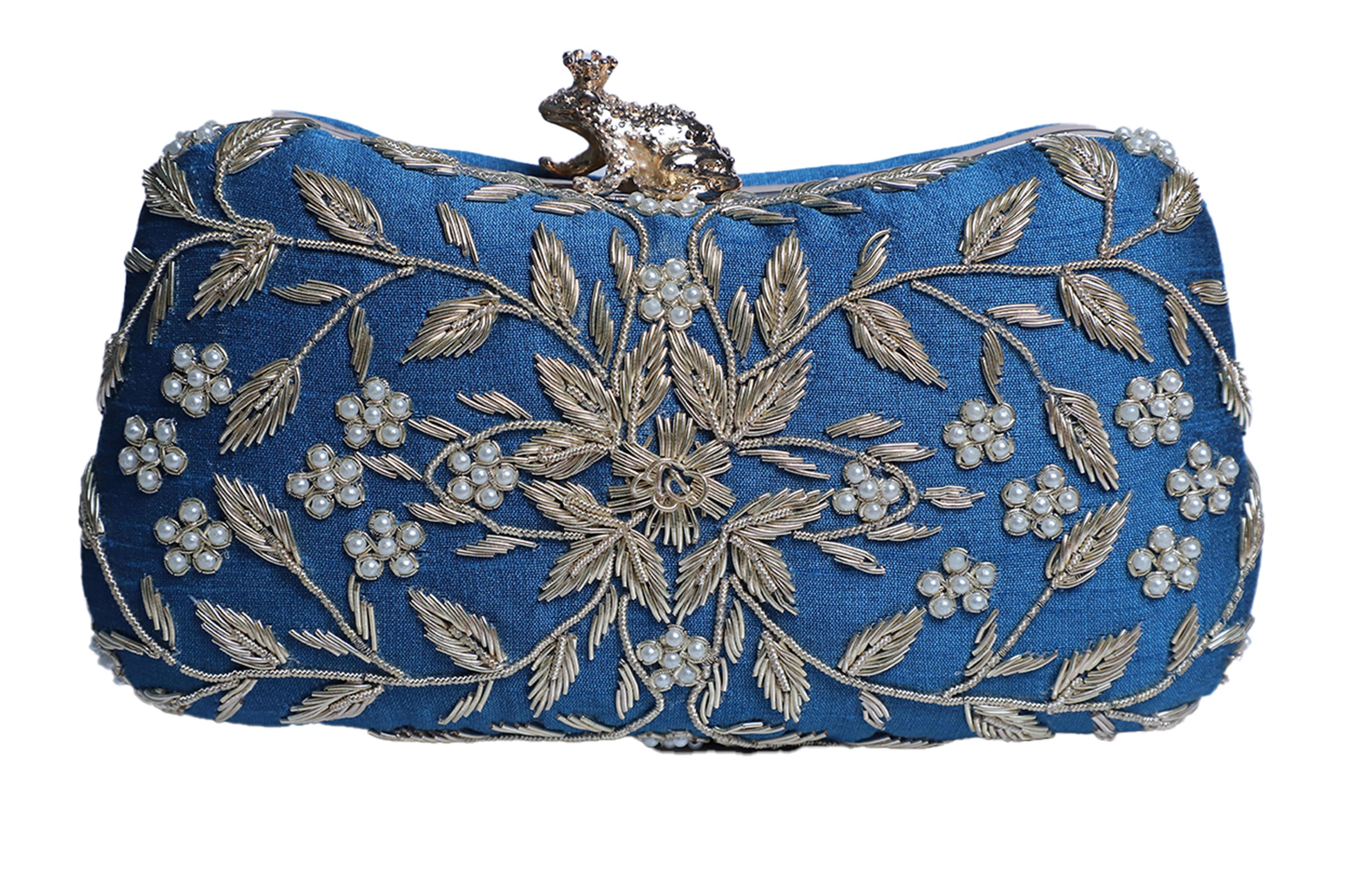 Dabka work clutch bag in frog frame