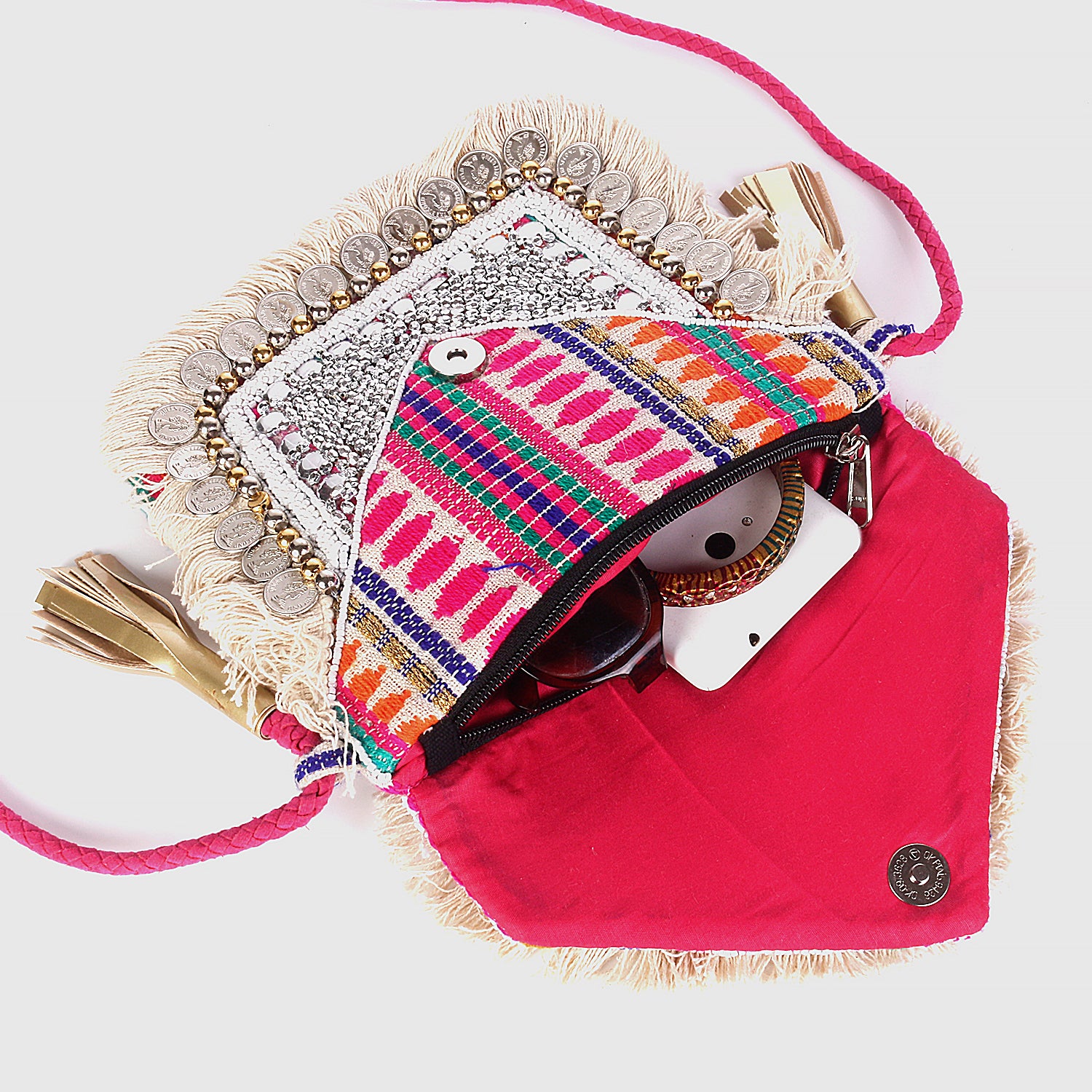 Pink Small Boho Bags For Casual Use