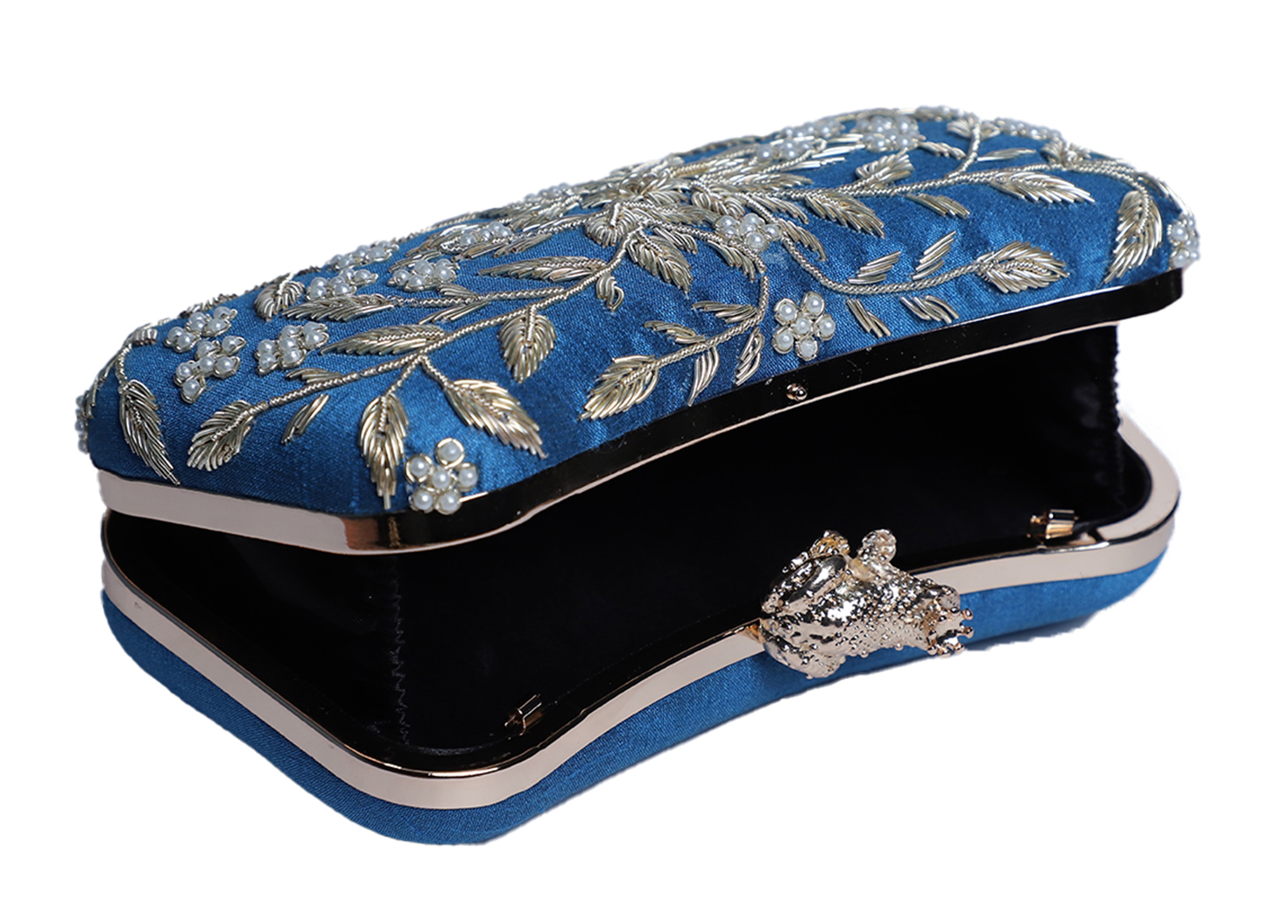 Dabka work clutch bag in frog frame