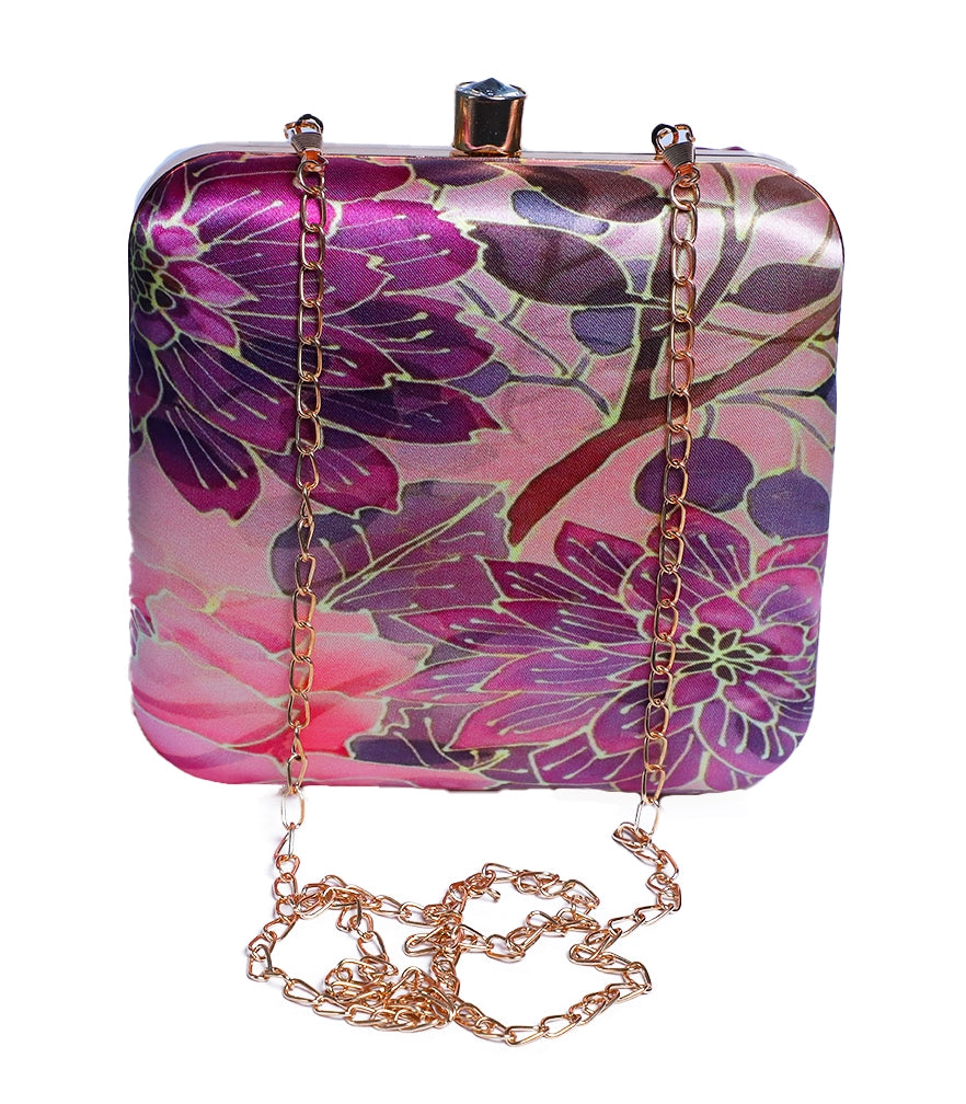 Sober Macro Flower Print Box Clutch for Women & Girls