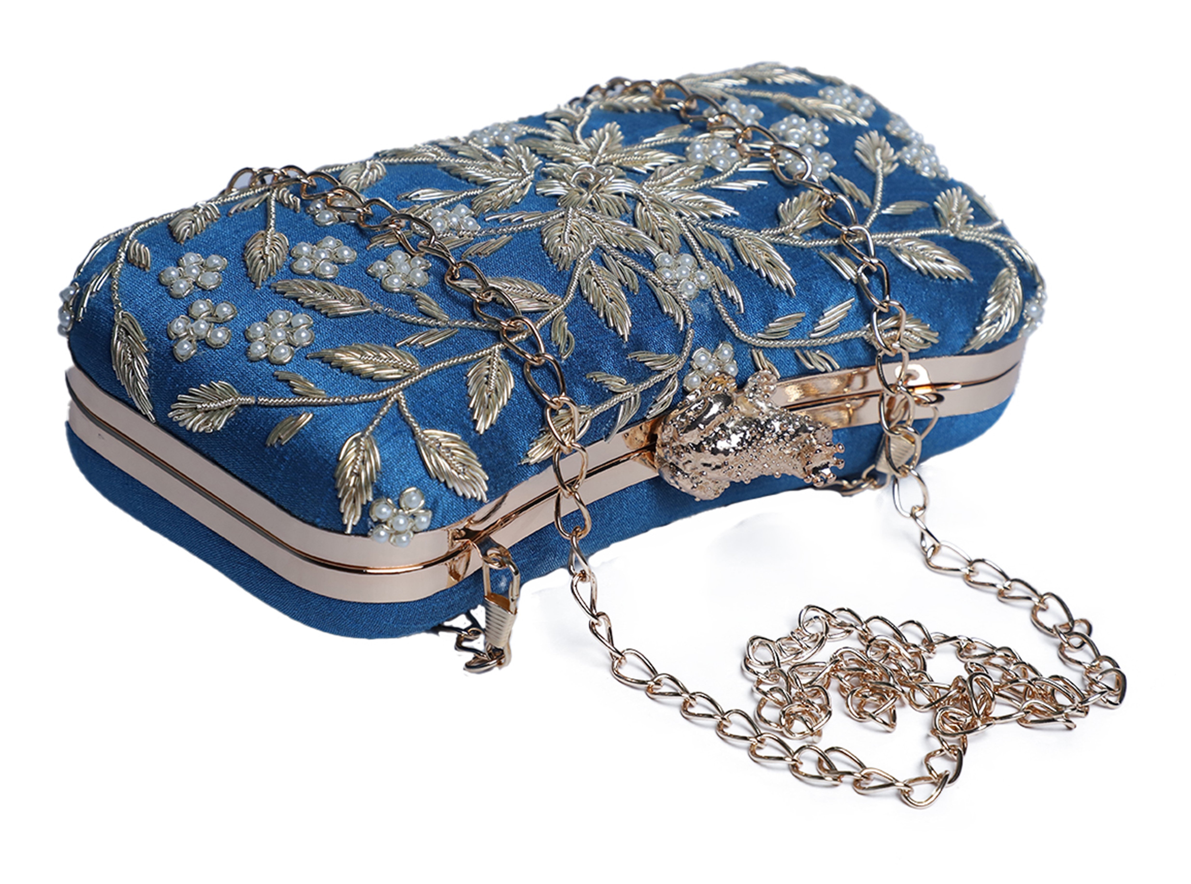 Dabka work clutch bag in frog frame