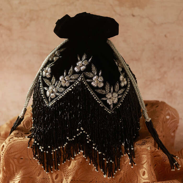 Black velvet potli bags