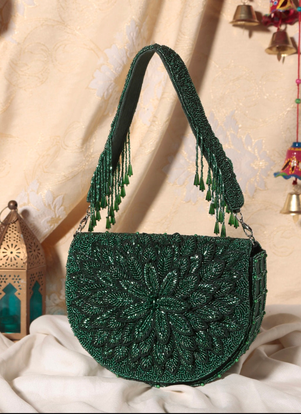 Green leaf mdf clutch bag