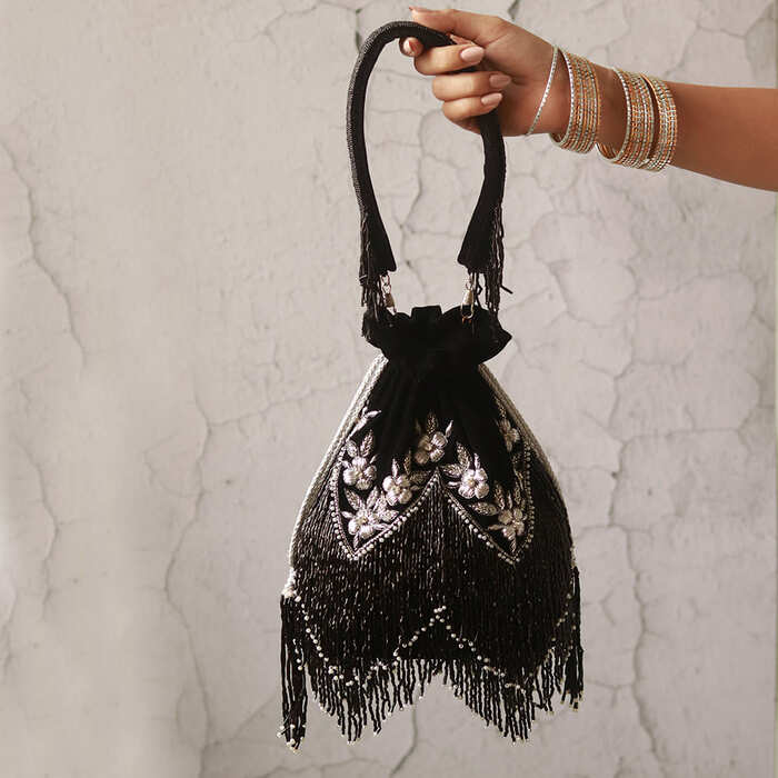 Black velvet potli bags