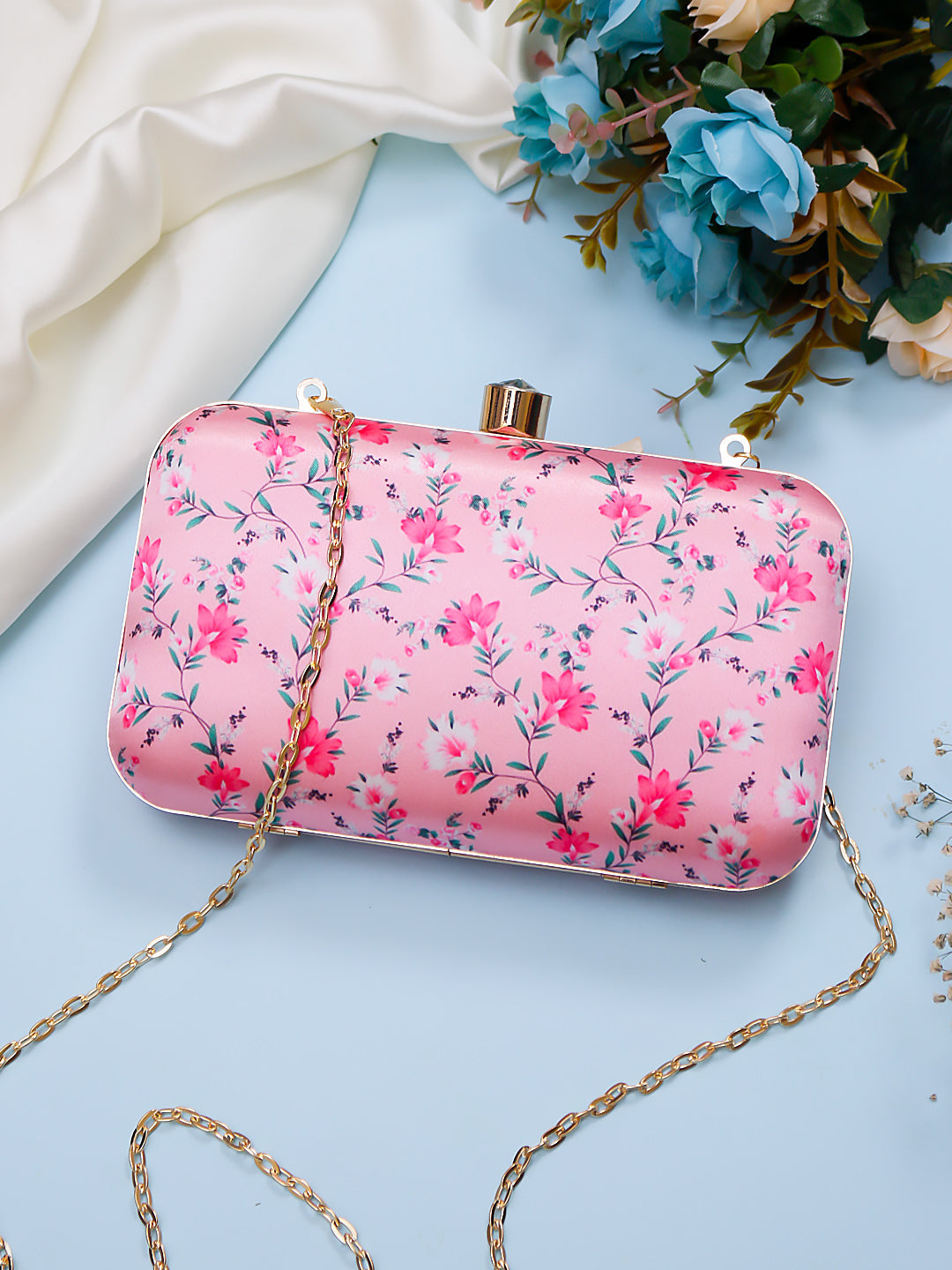 blossom digital printed clutch