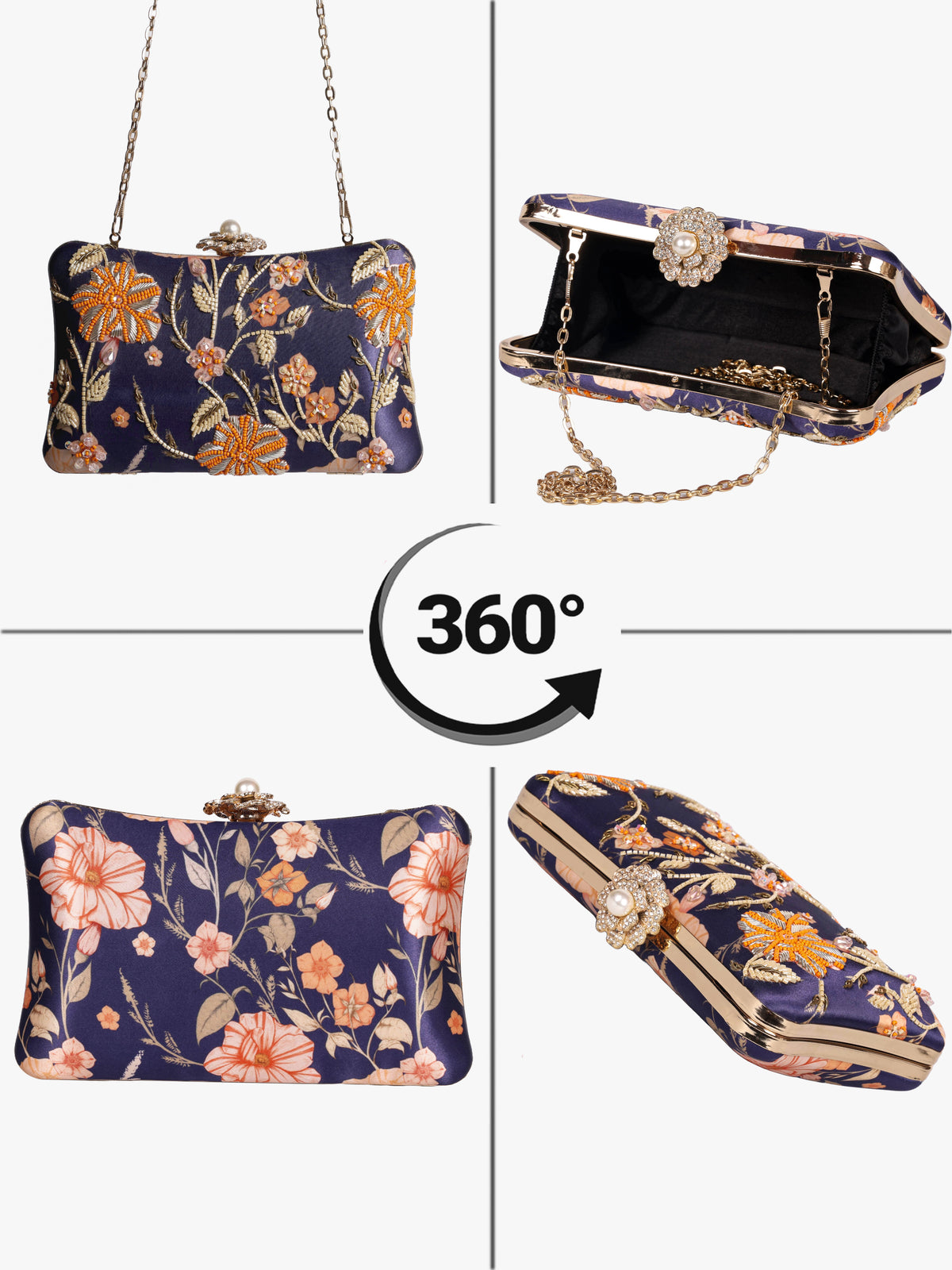 VRPS Printed Embroidered Clutch | Handcrafted Ethnic Bag | SWIS-1623 | Additional Angle