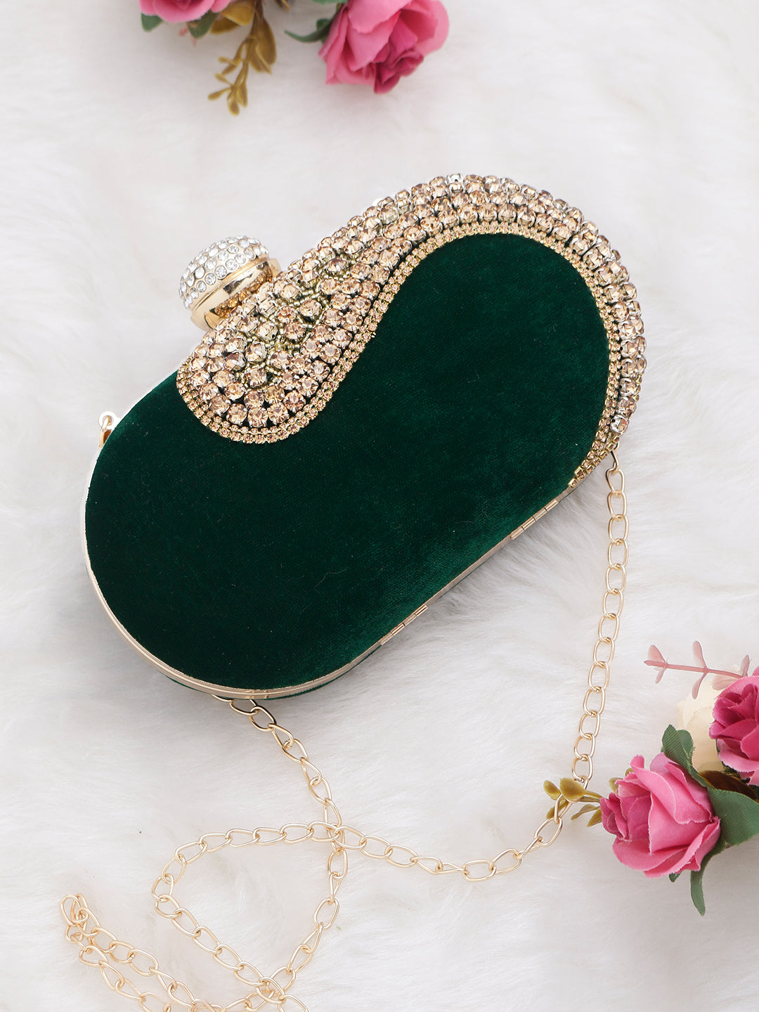 Swisni green embroidered potli bag