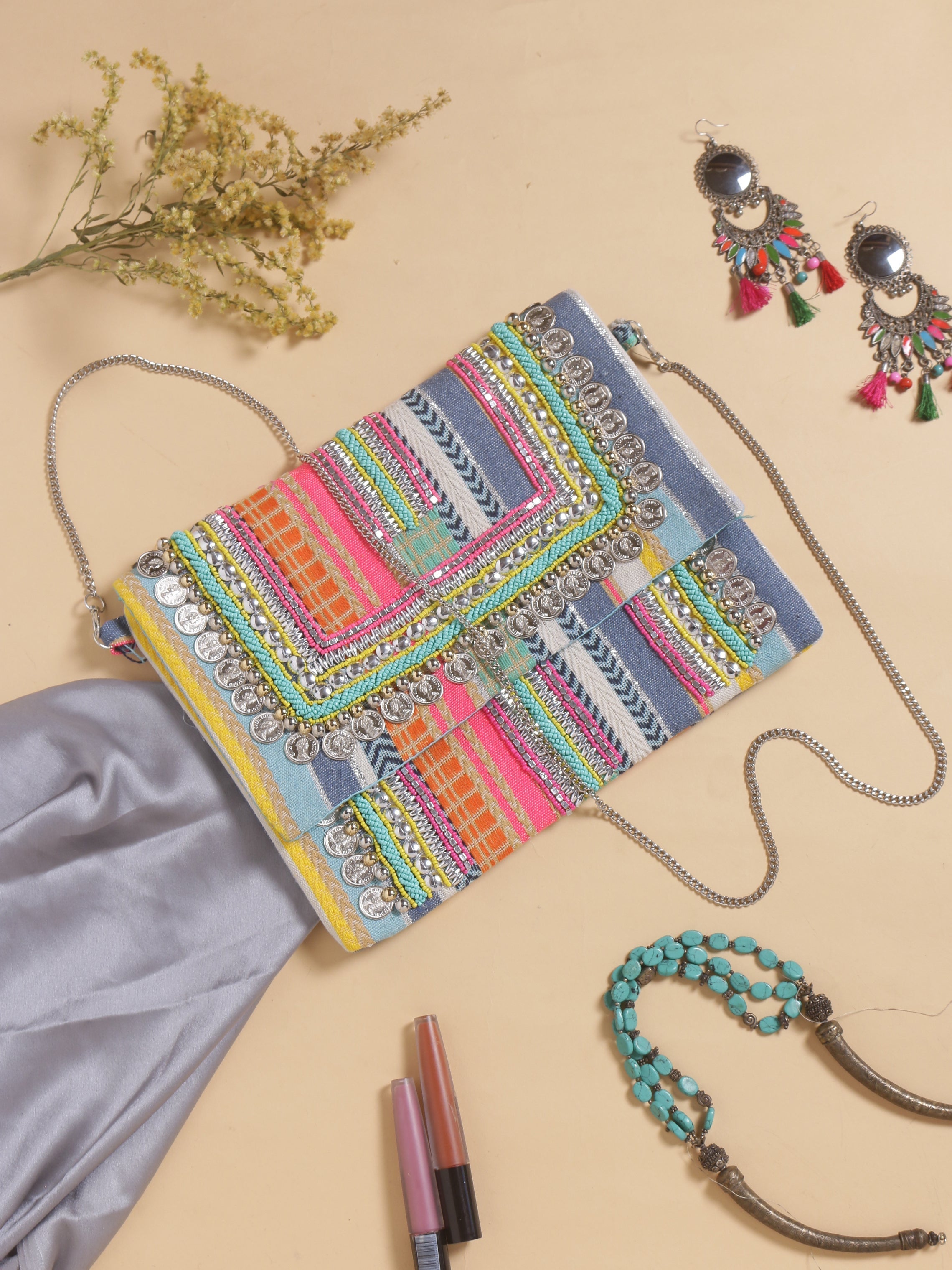 Swisni multicolor banjara boho bag