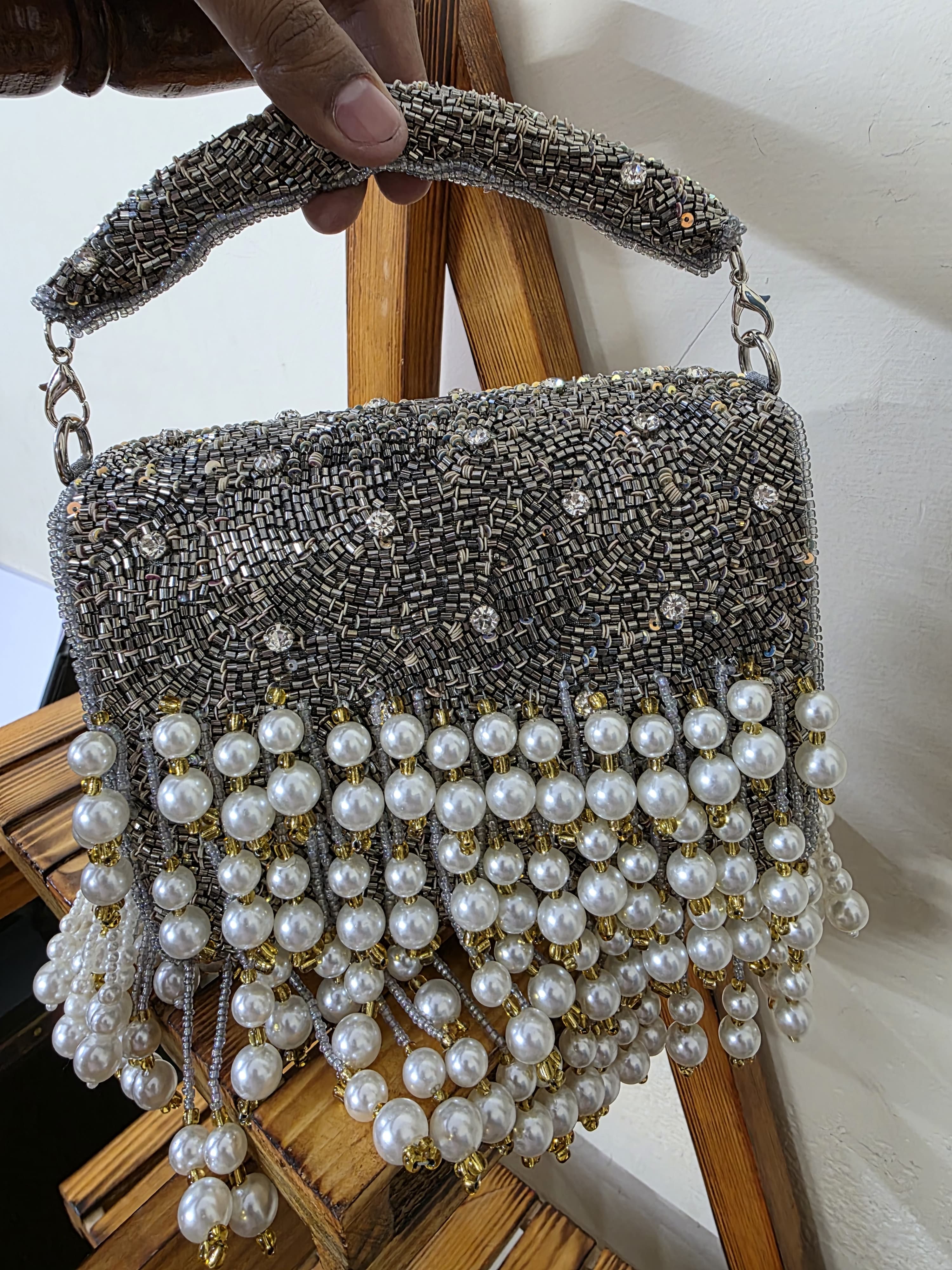 Gray Pearl flap Bag