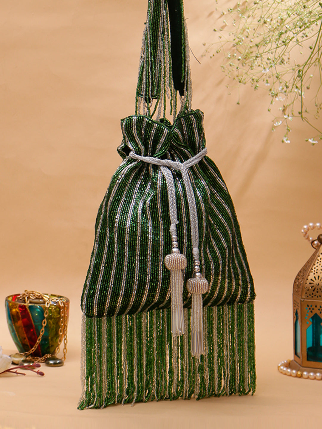 Swisni green katdana potli bag new