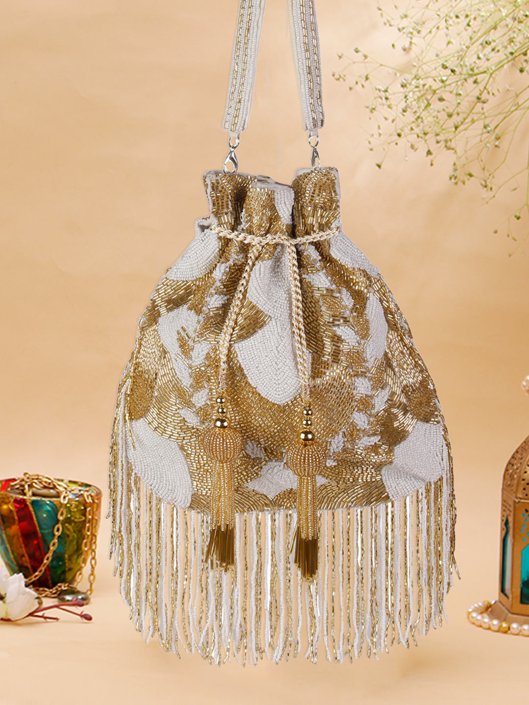 Swisni luxury golden beaded potli bag