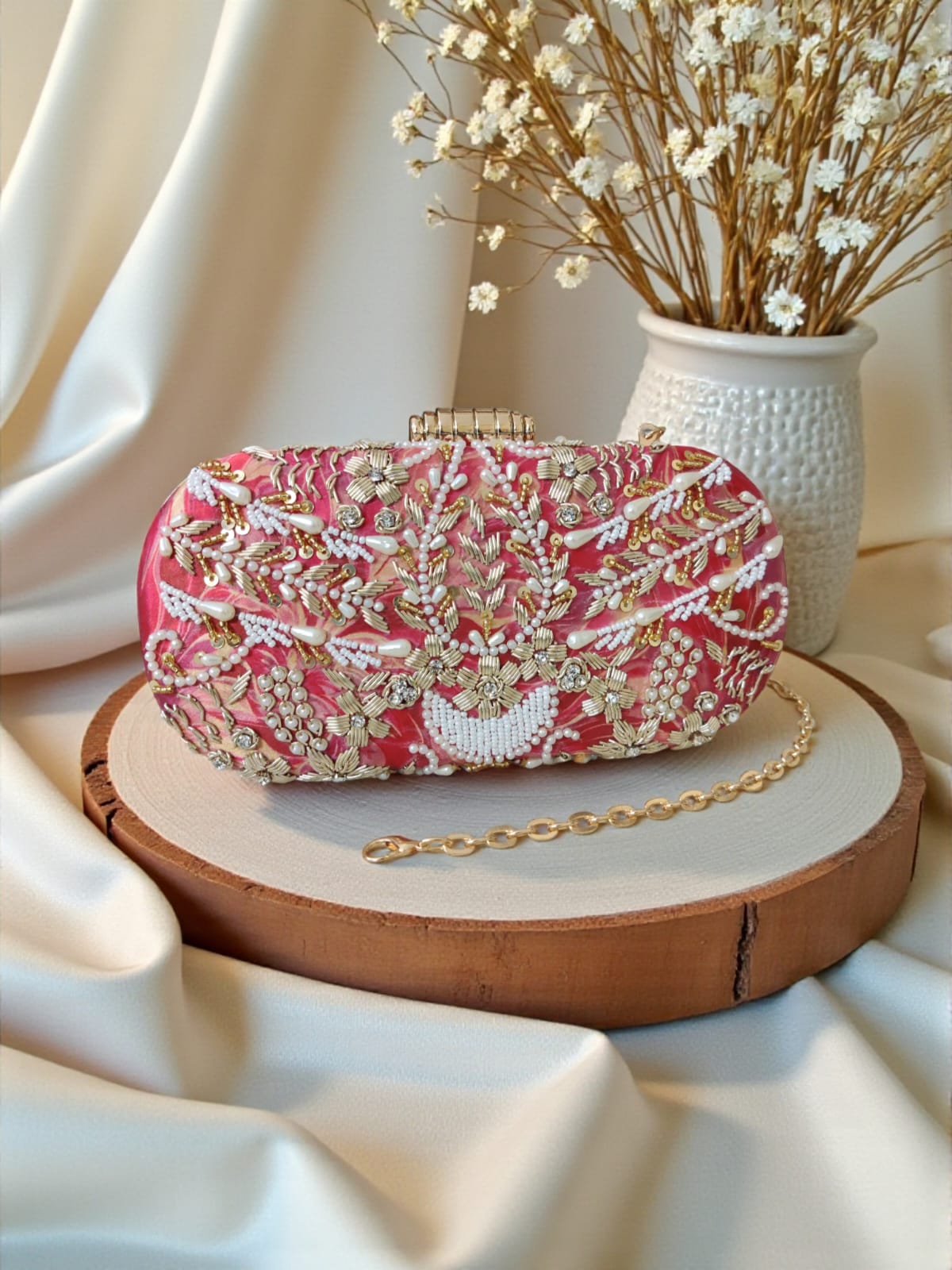 Printed Embroidery clutch