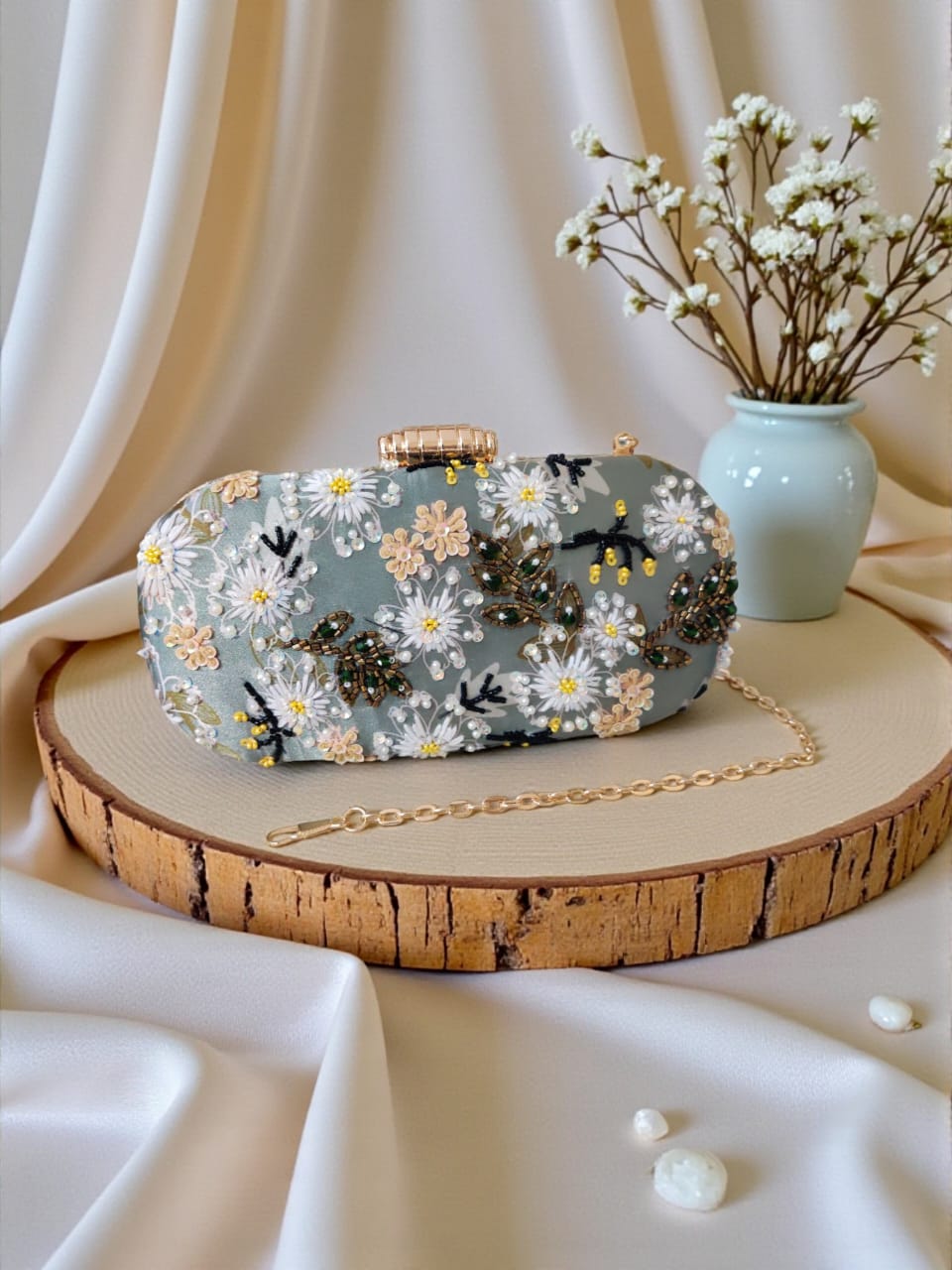 printed Embroidery Clutch