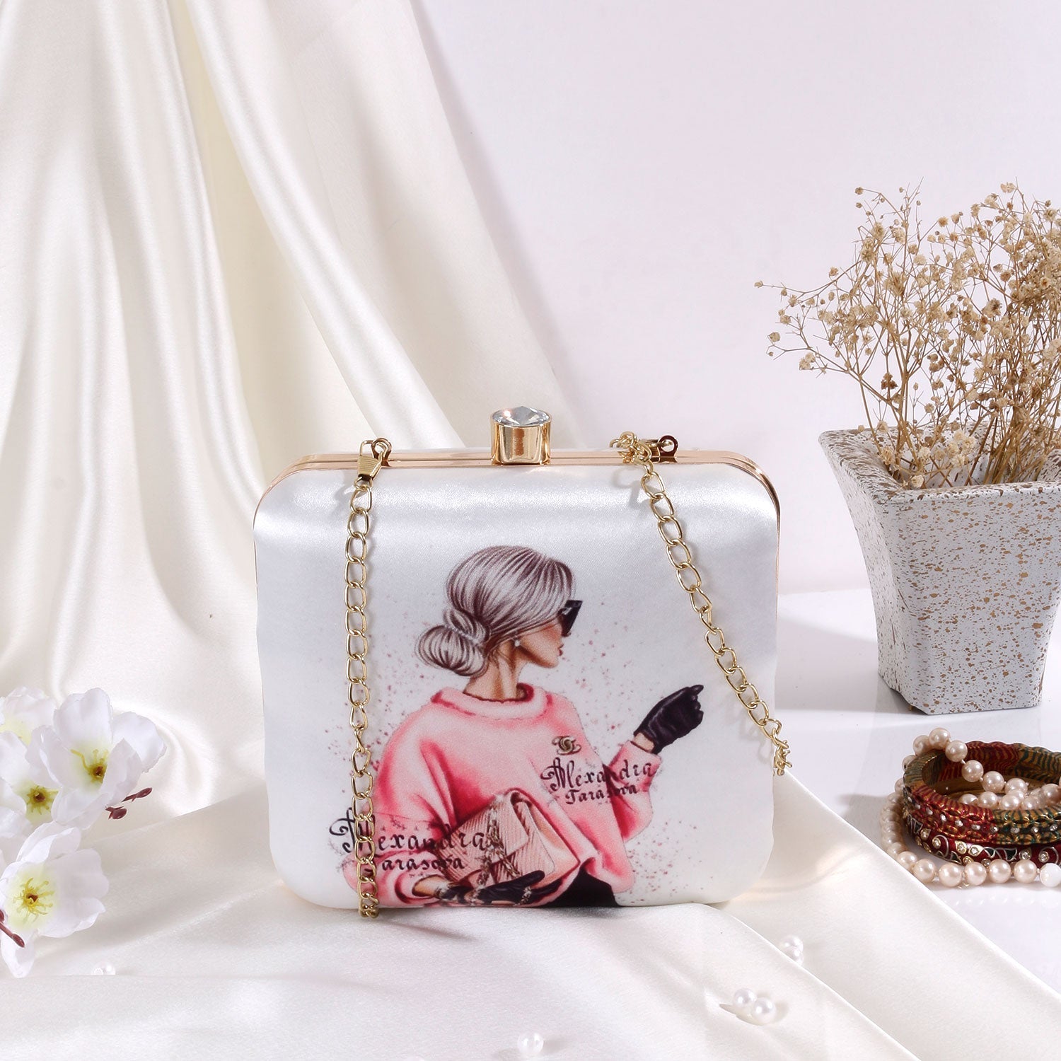 Stylish Printed Box Casual Clutch Bag For Women & Girls