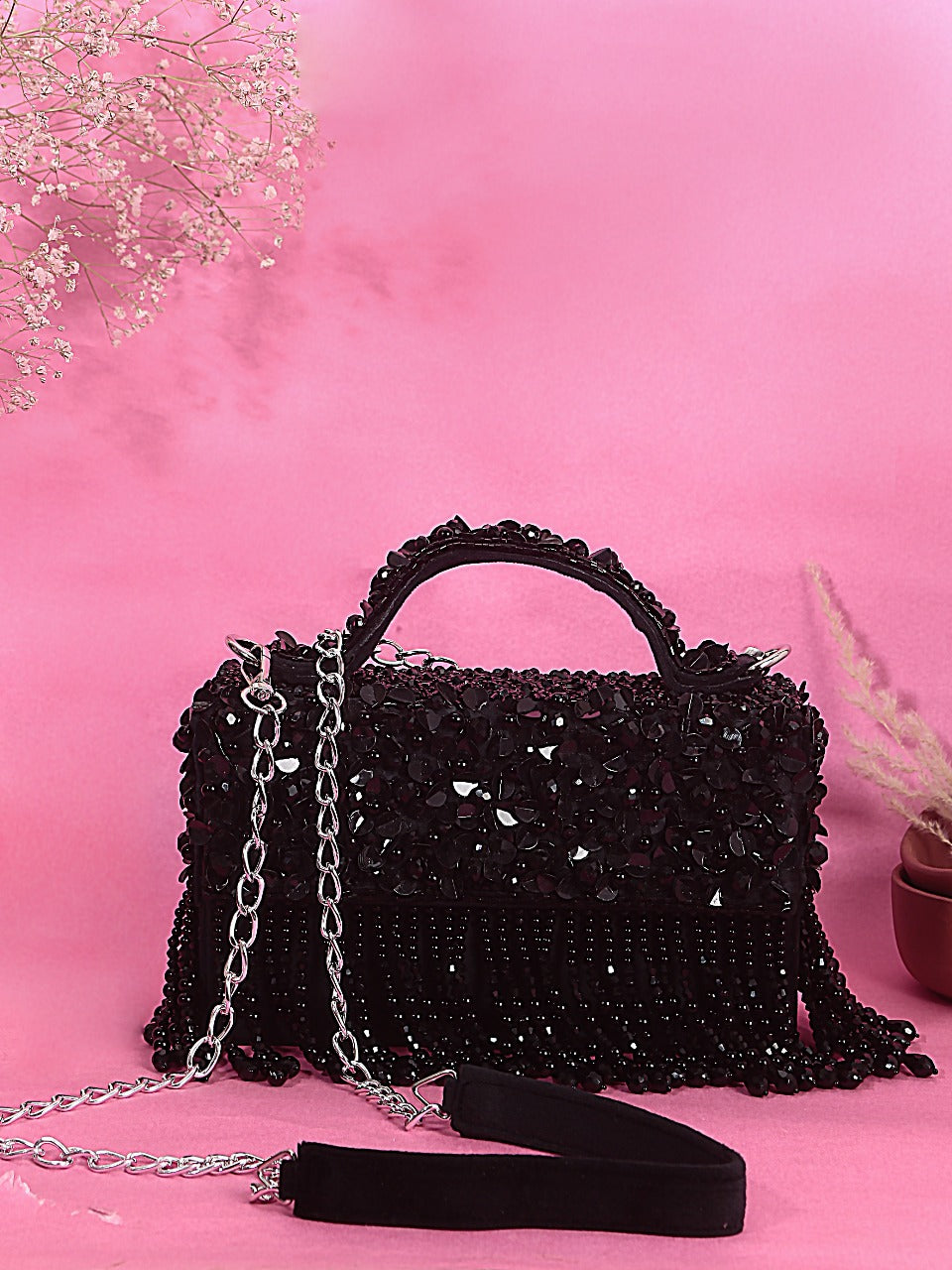 Embroidered Flap Bag