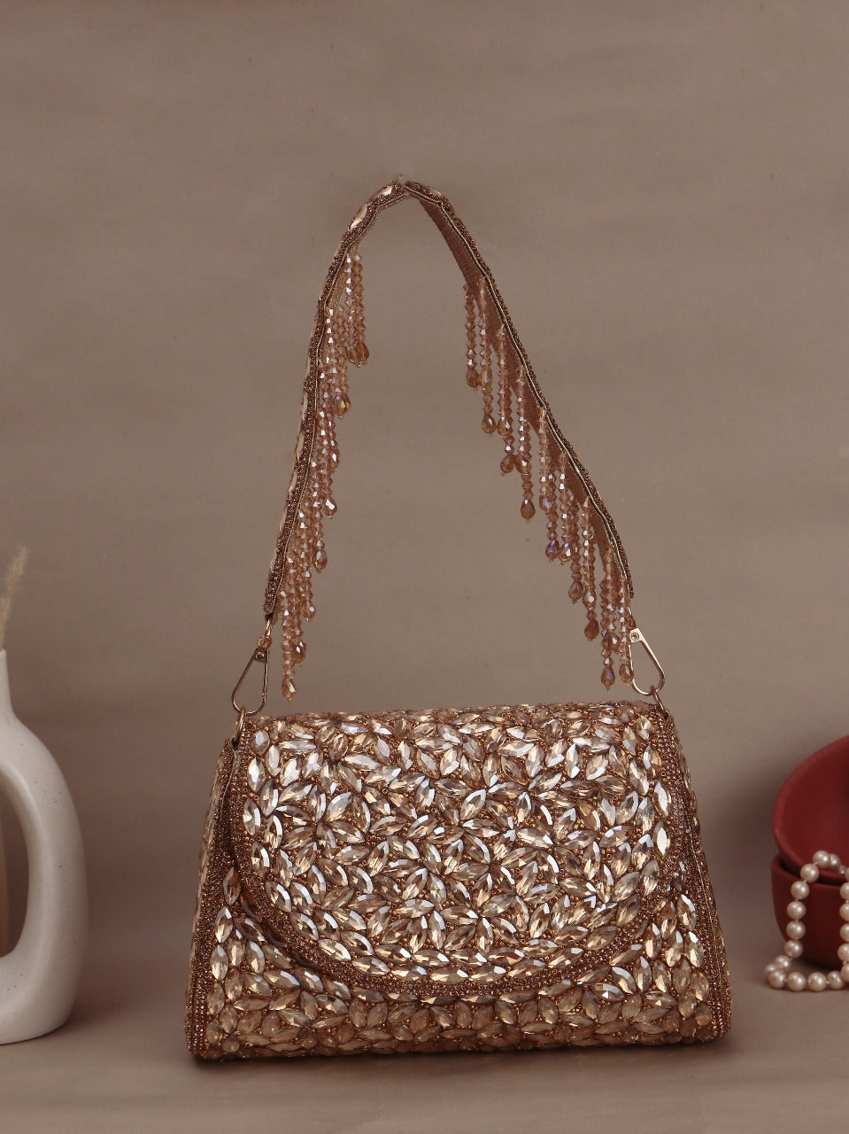 Heavy Crystal Flap Bag