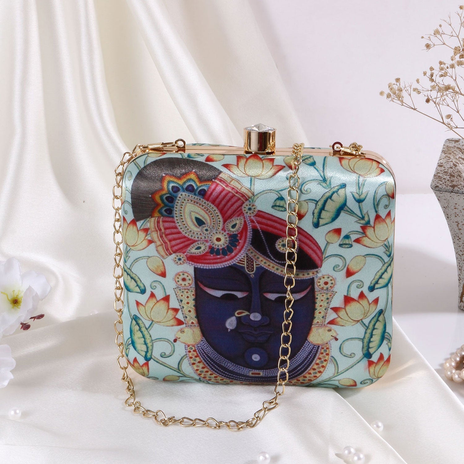 Lord And Flowery Digital Print Square Box Clutch for Women & Girls